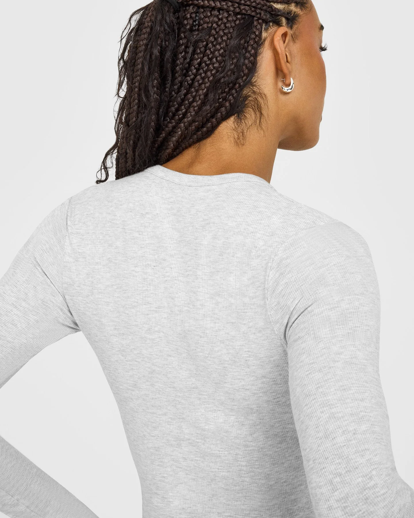 At Home Night Button Down Long Sleeve Top | Grey Marl - Image 4