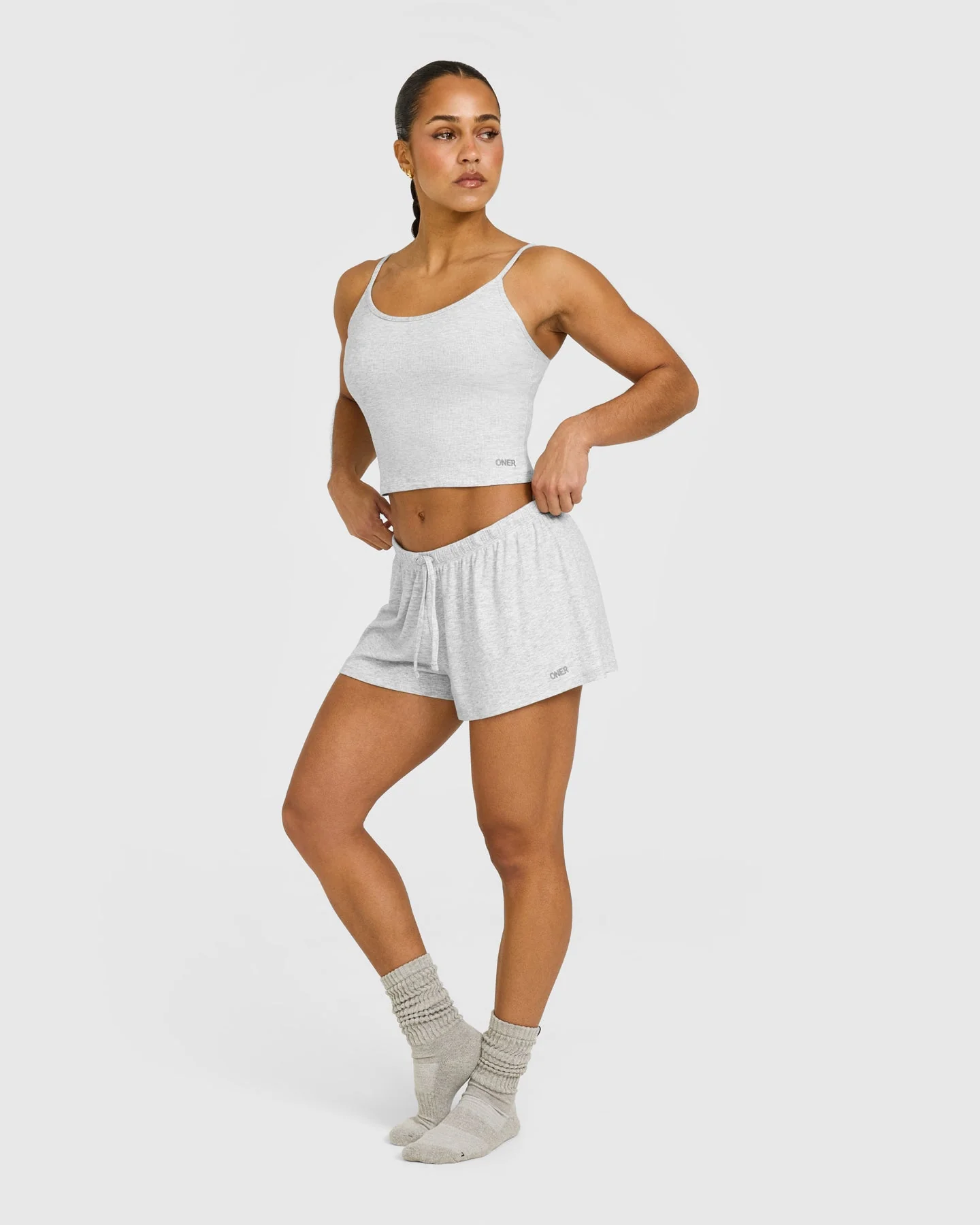 At Home Night Shorts | Grey Marl - Image 3