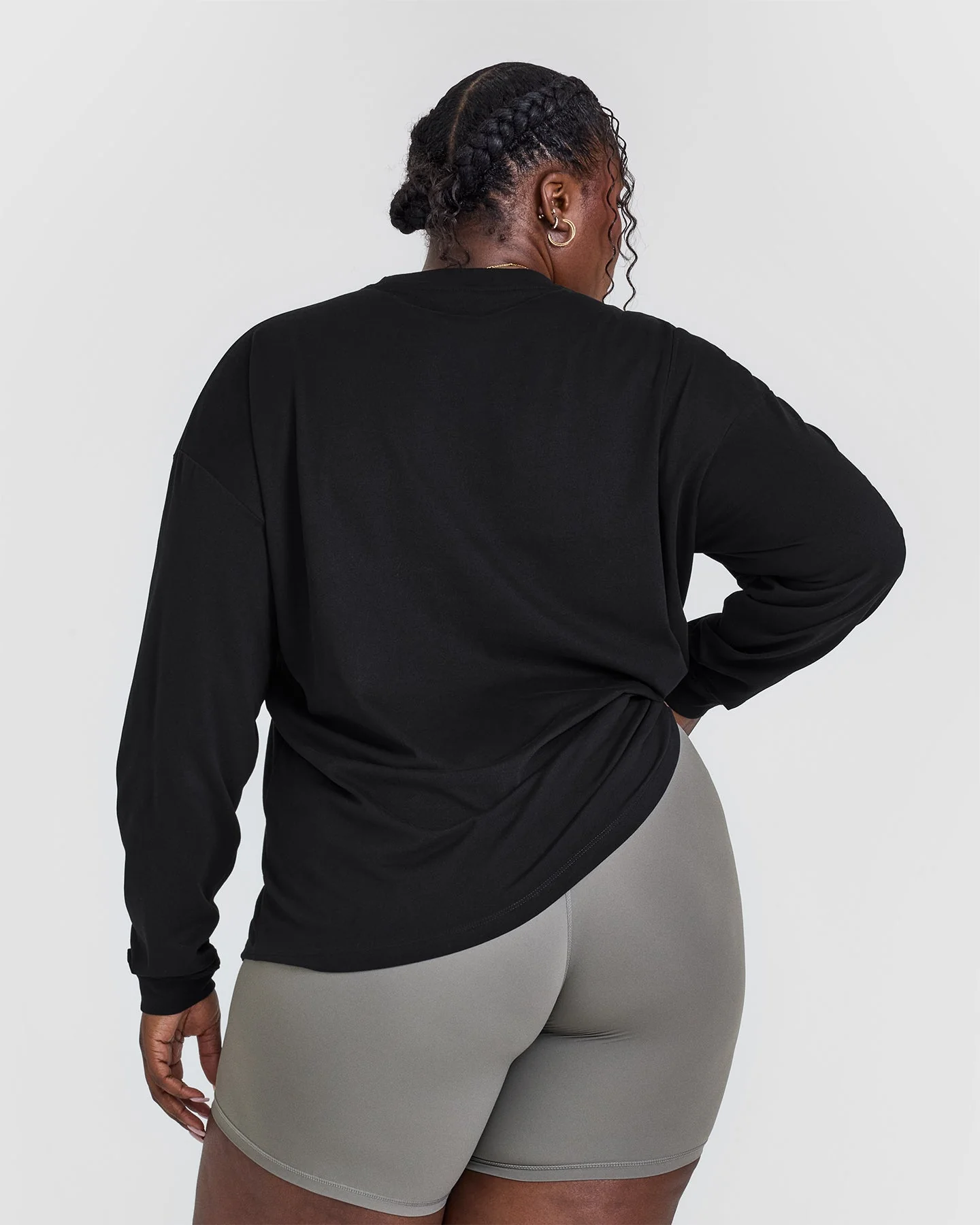 Classic Oversized Lightweight Long Sleeve Top | Black - Image 2