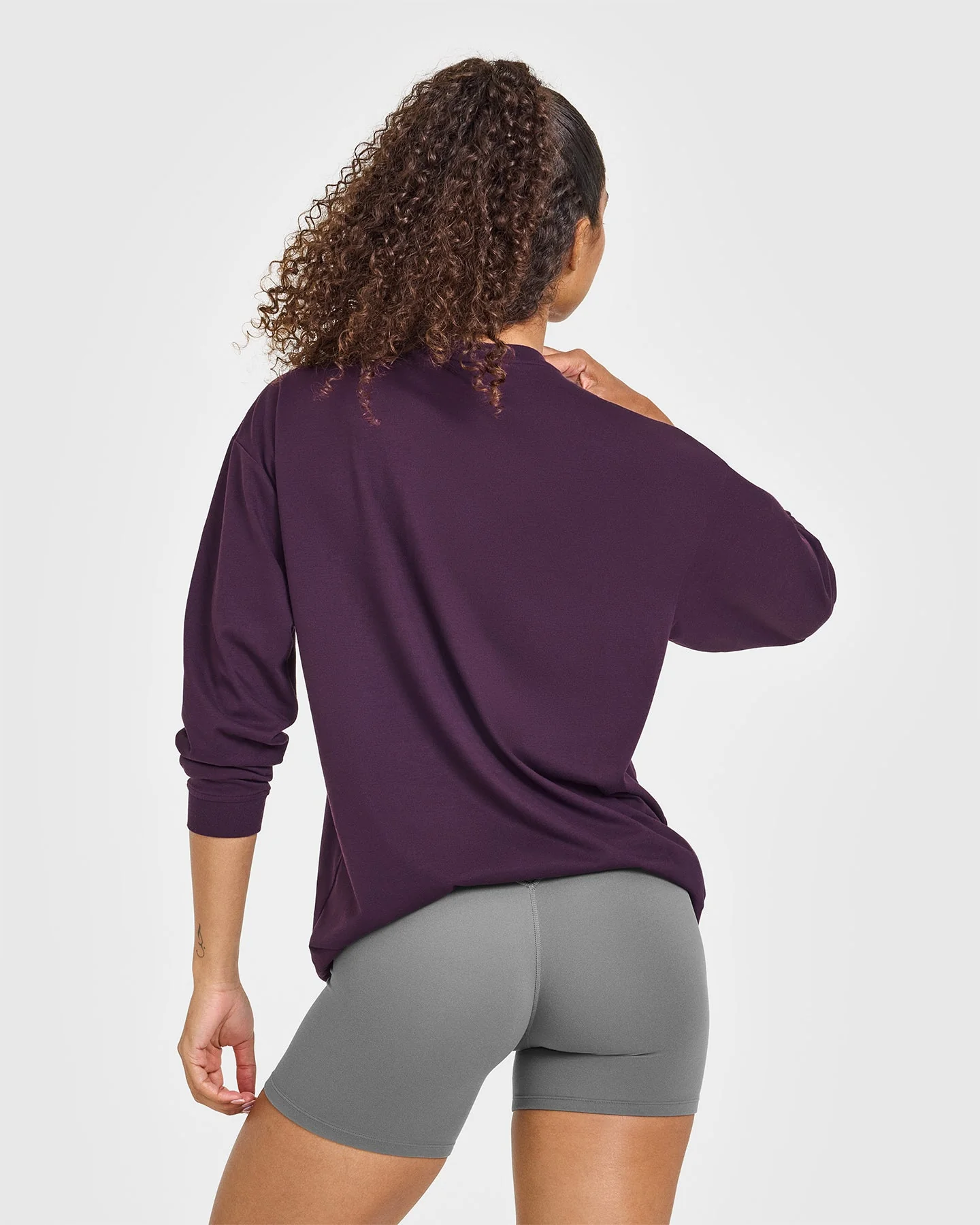 Classic Oversized Lightweight Long Sleeve Top | Blackberry Purple - Image 2