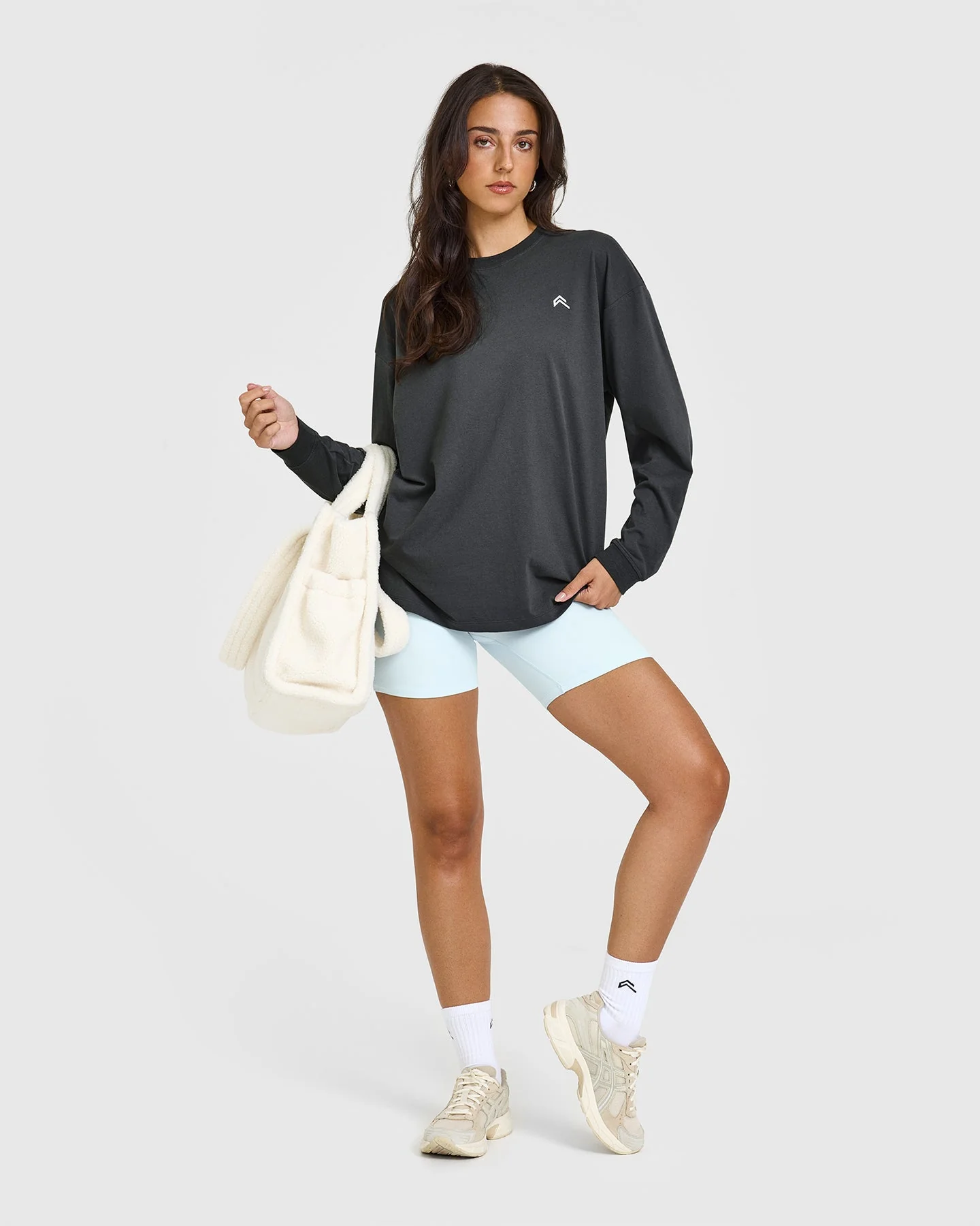 Classic Oversized Lightweight Long Sleeve Top | Coal - Image 3