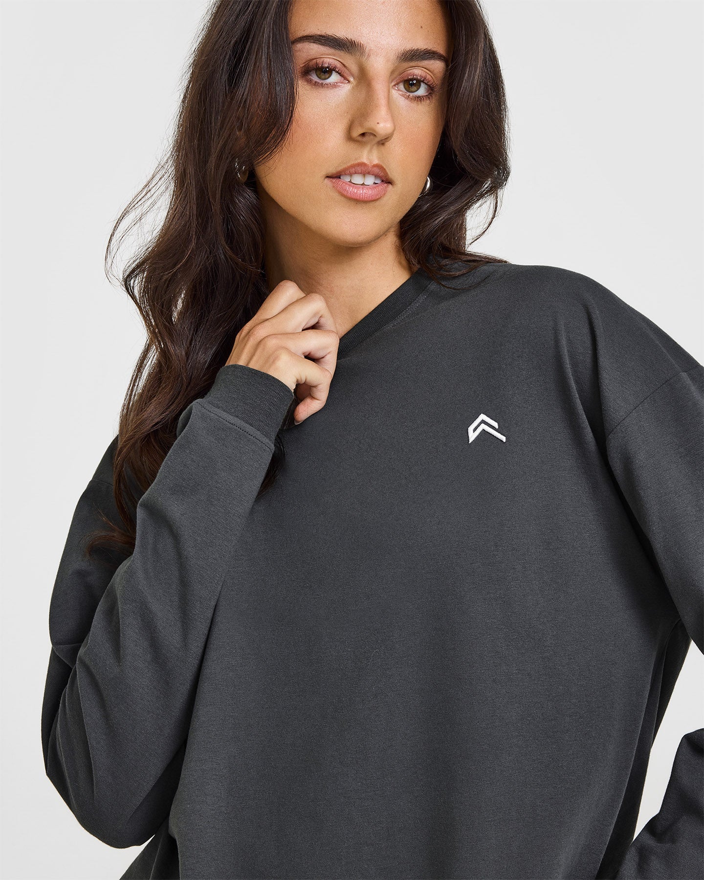 Classic Oversized Lightweight Long Sleeve Top | Coal - Image 4