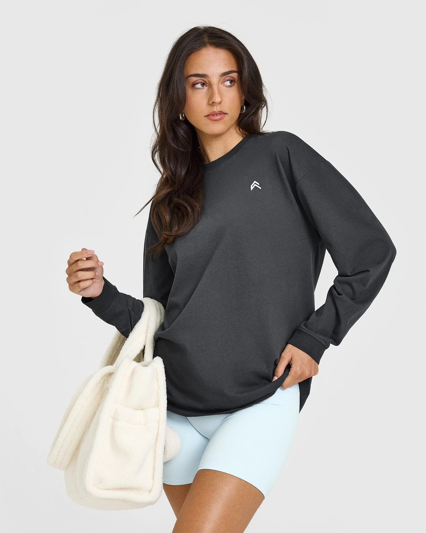 Classic Oversized Lightweight Long Sleeve Top | Coal - Image 5