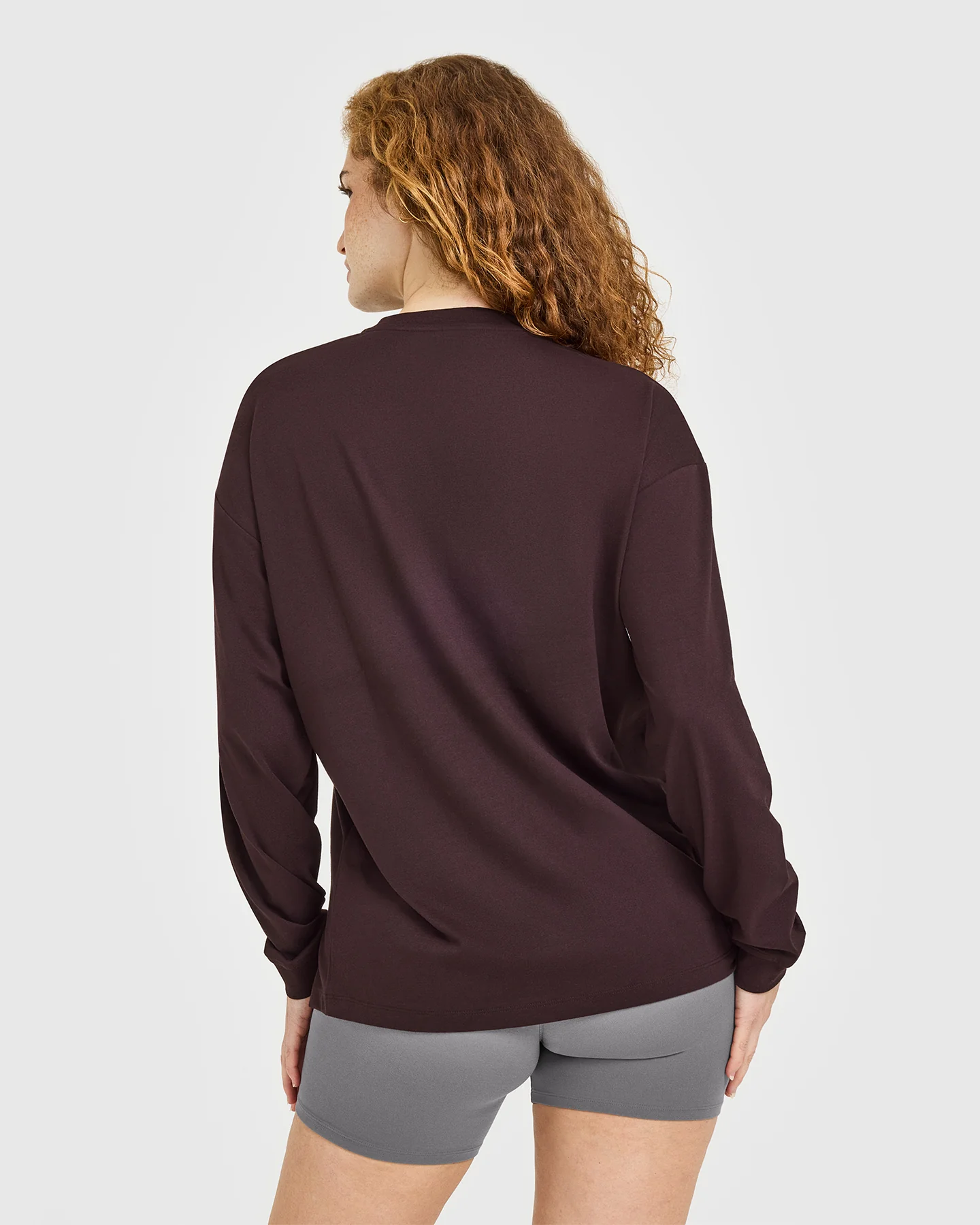Classic Oversized Lightweight Long Sleeve Top | Plum Brown - Image 3