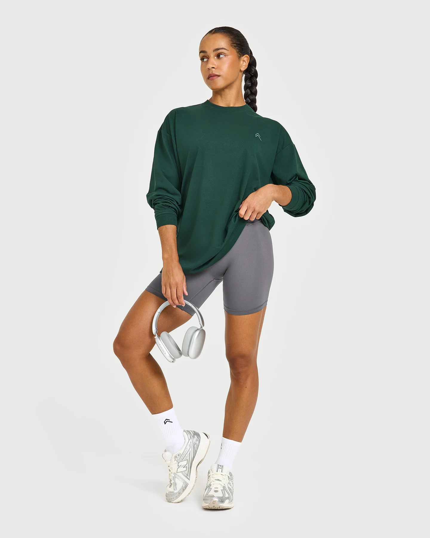 Classic Oversized Lightweight Long Sleeve Top | Racing Green - Image 3