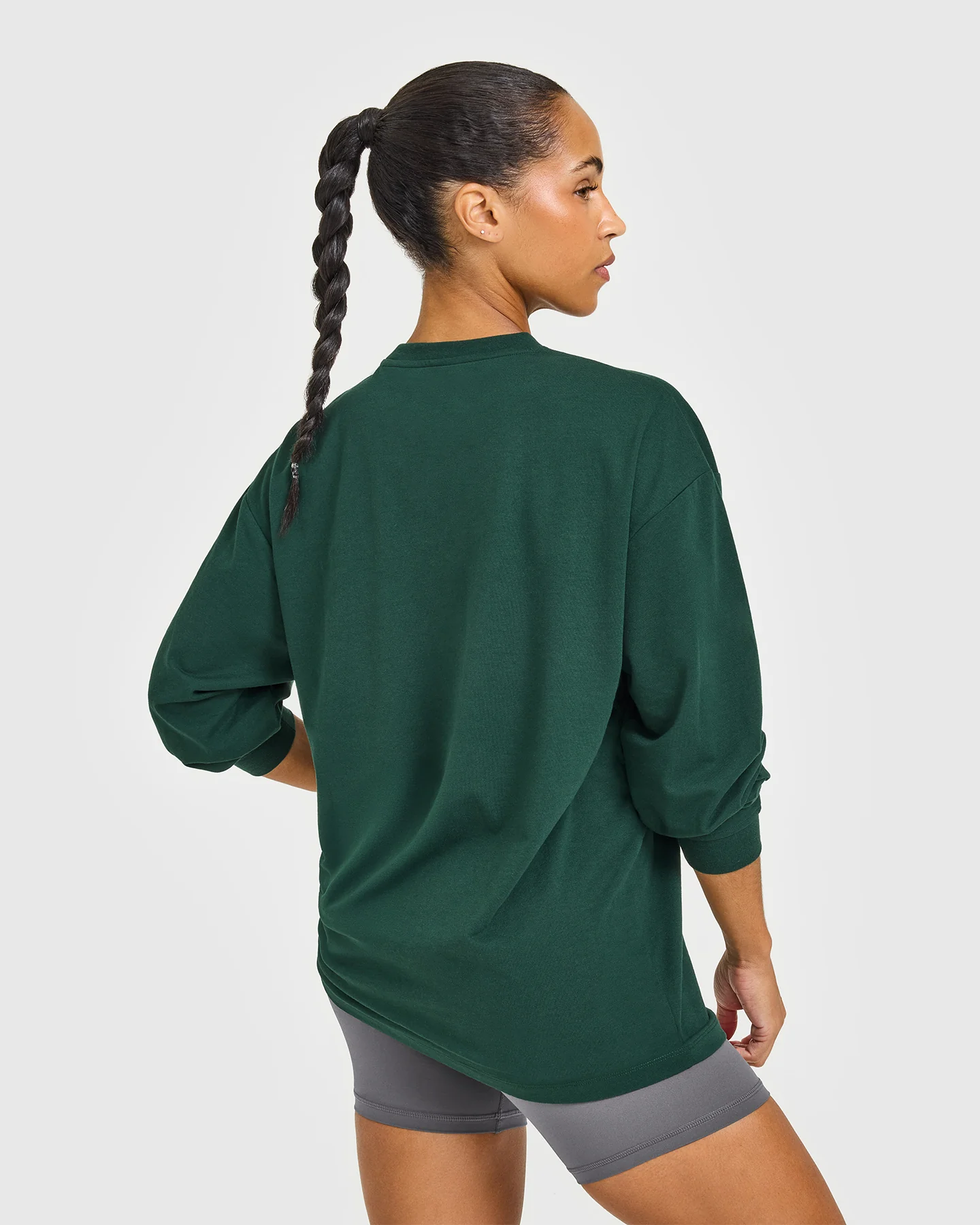 Classic Oversized Lightweight Long Sleeve Top | Racing Green - Image 4