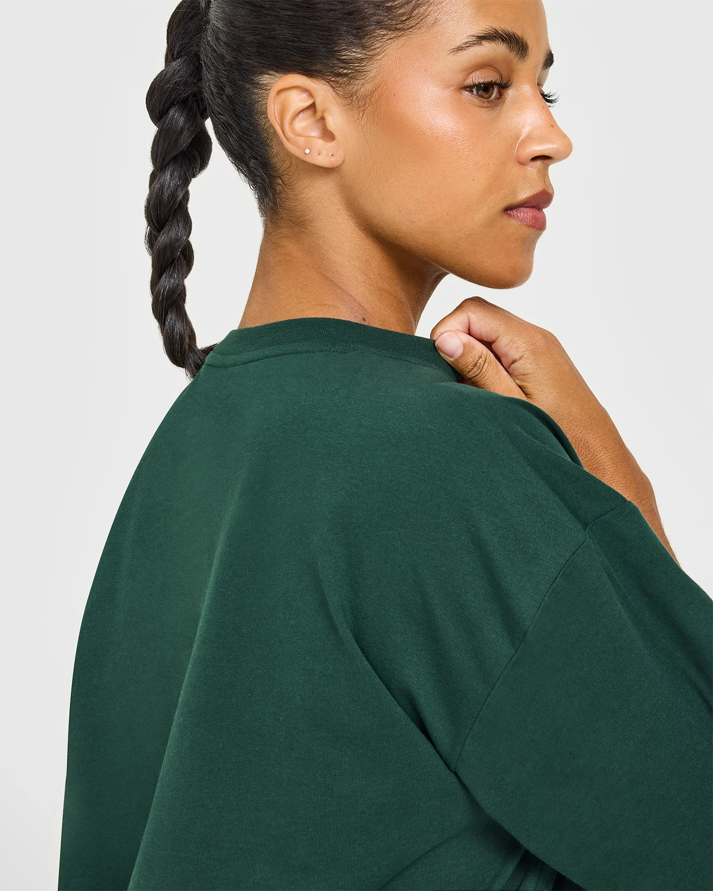 Classic Oversized Lightweight Long Sleeve Top | Racing Green - Image 6
