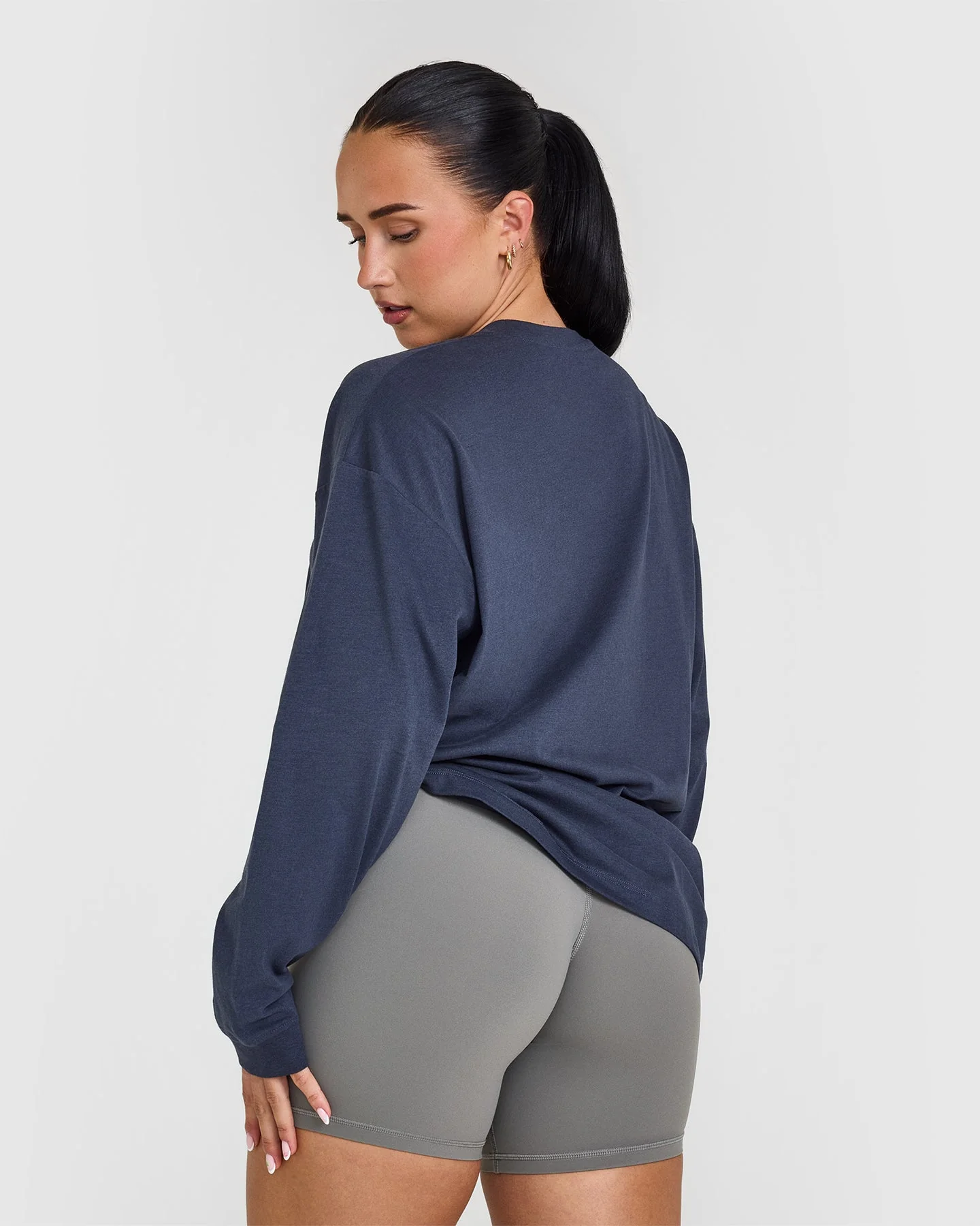 Classic Oversized Lightweight Long Sleeve Top | True Blue - Image 2