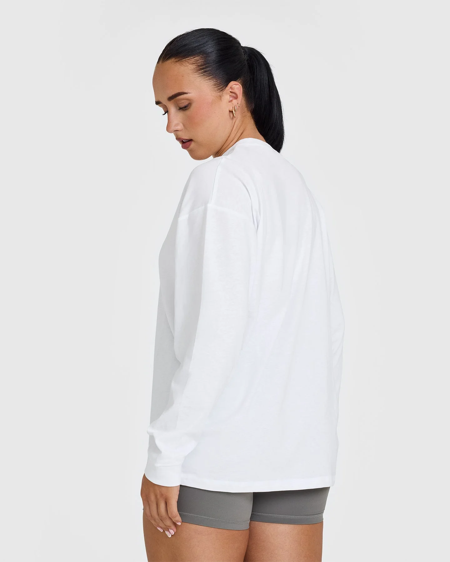 Classic Oversized Lightweight Long Sleeve Top | White - Image 2