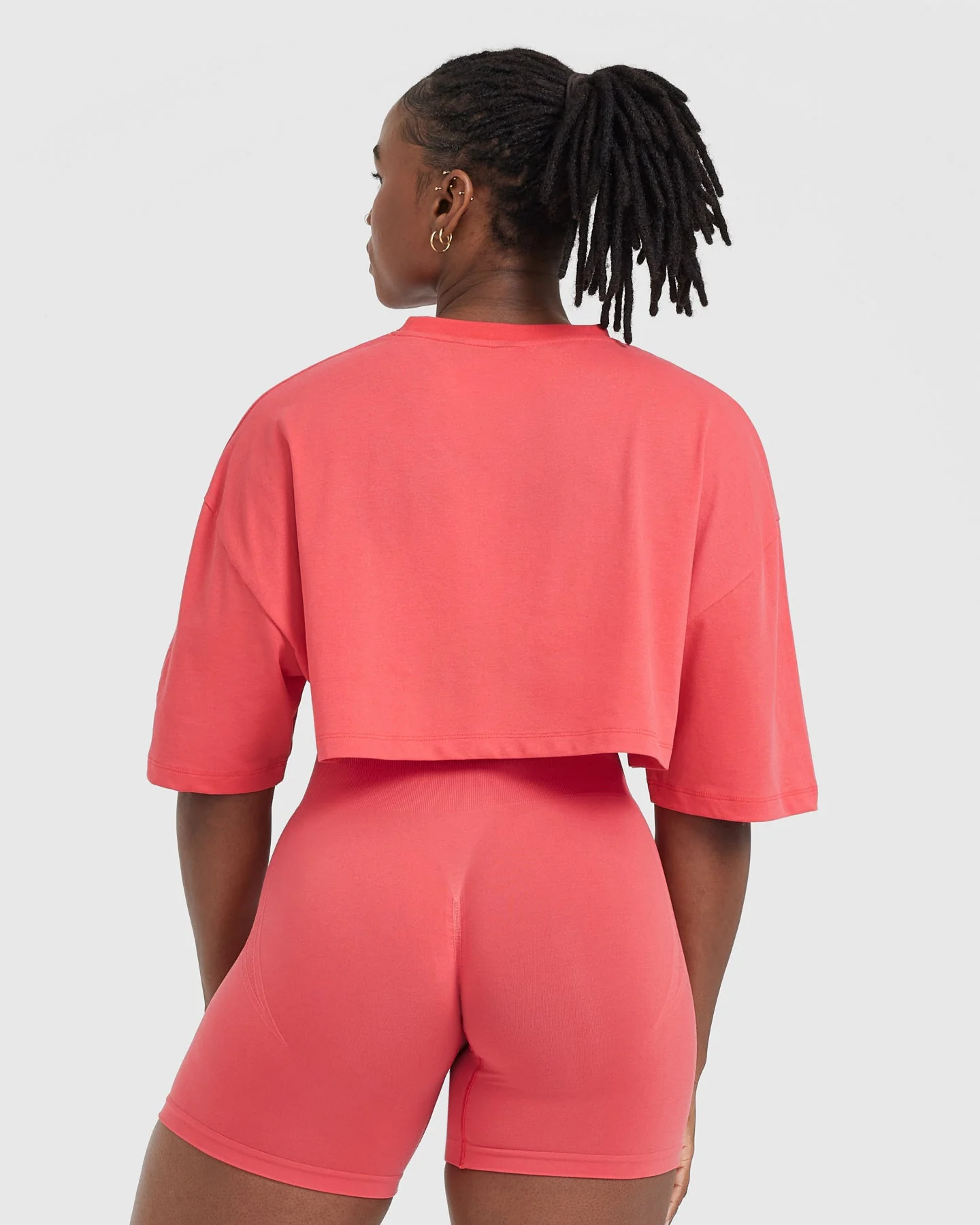 Classic Relaxed Crop Lightweight T-Shirt | Washed Sweet Red - Image 2