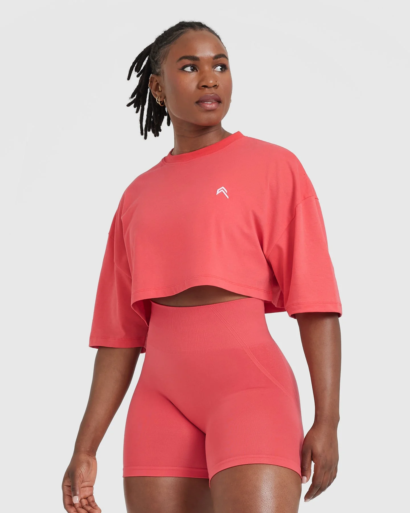 Classic Relaxed Crop Lightweight T-Shirt | Washed Sweet Red - Image 3
