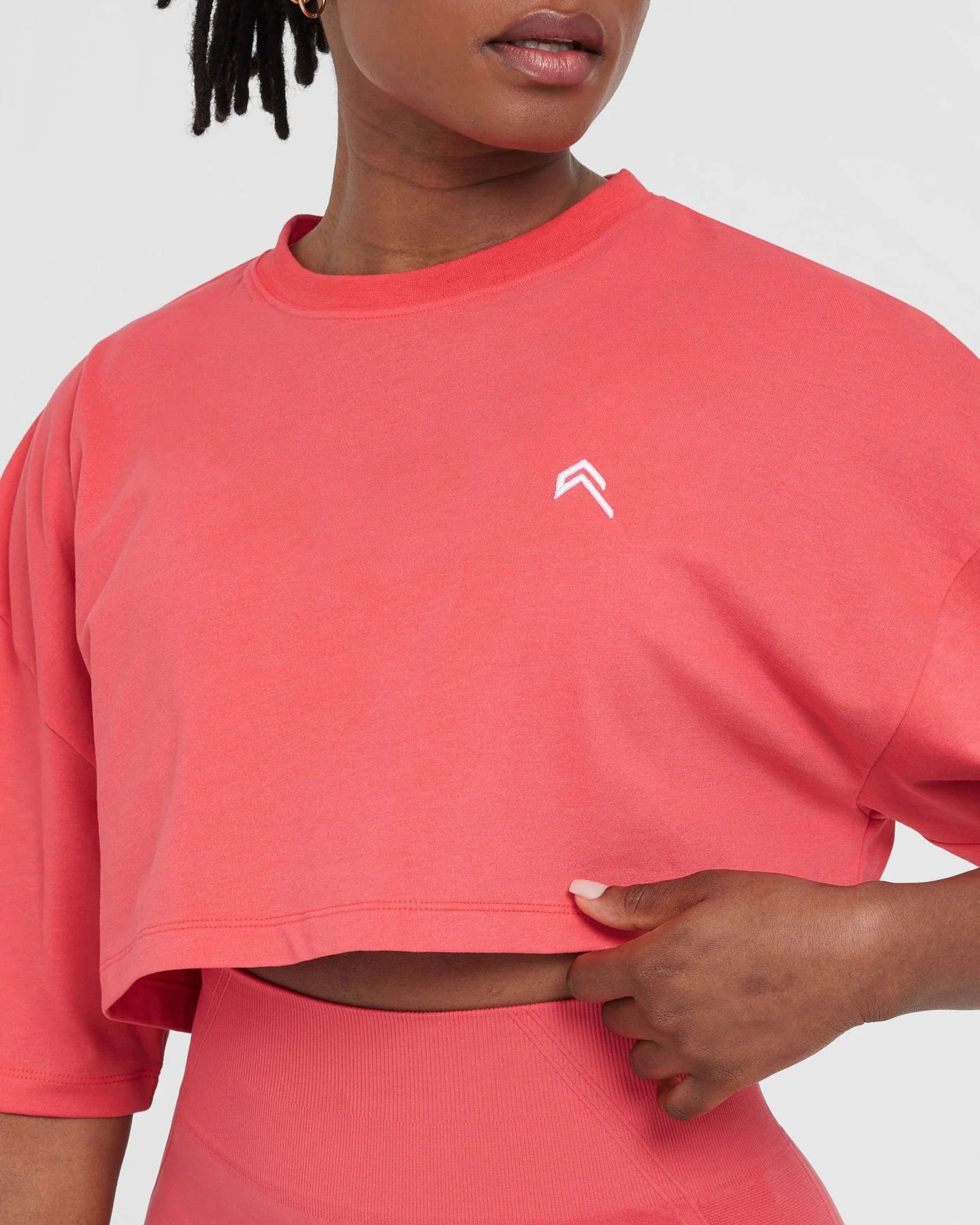 Classic Relaxed Crop Lightweight T-Shirt | Washed Sweet Red - Image 4