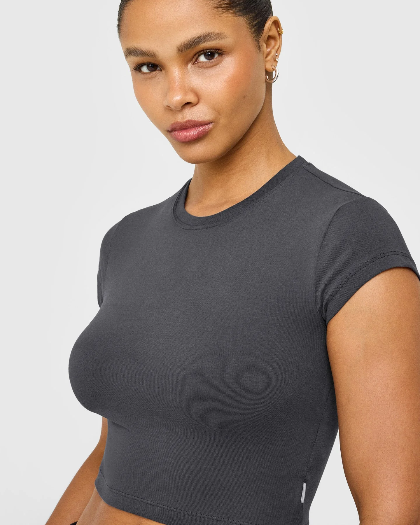 Cotton Baby T-Shirt with Grey Logo | Coal - Image 2
