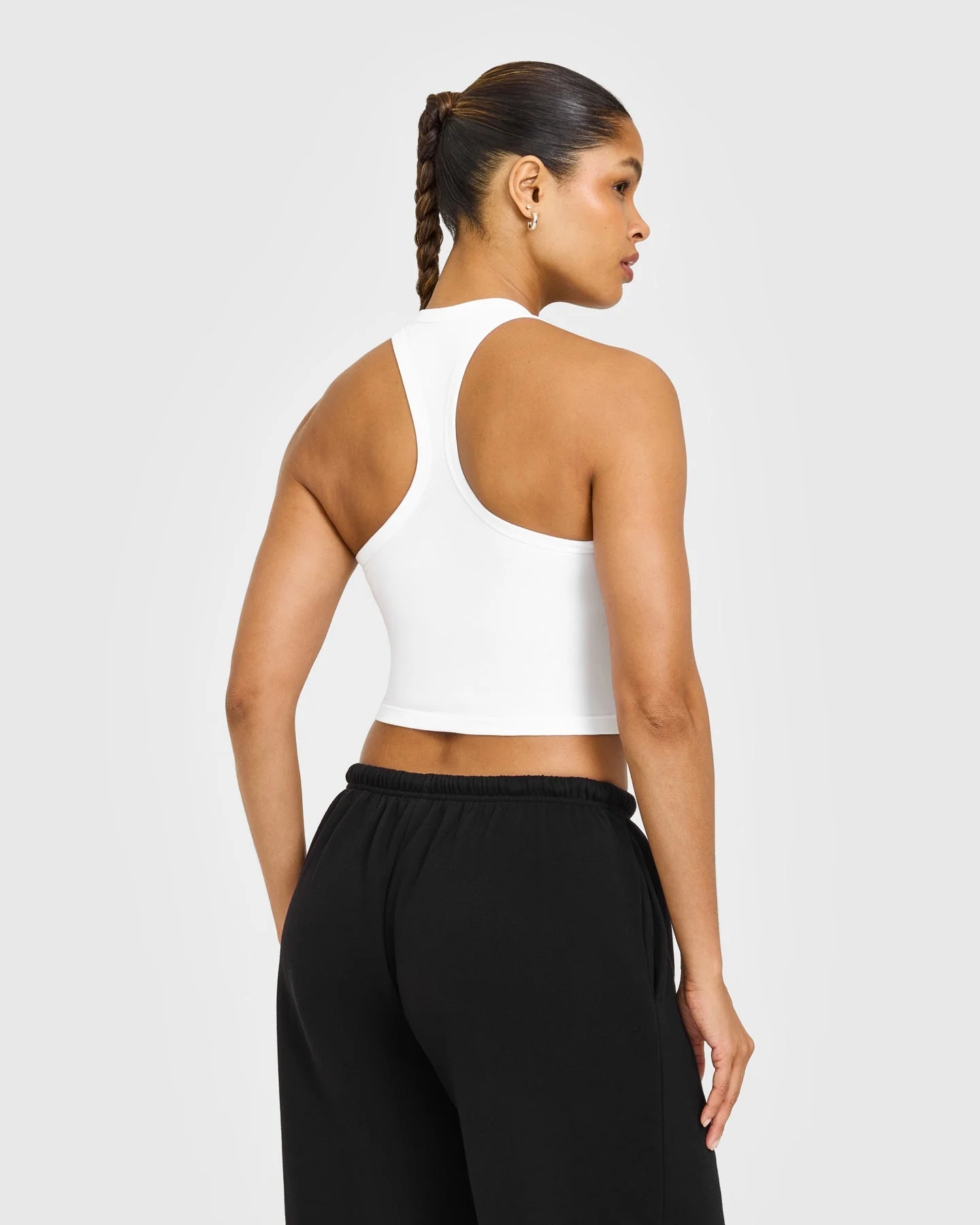 Cotton Fitted Mid Vest with Grey Logo | White - Image 6