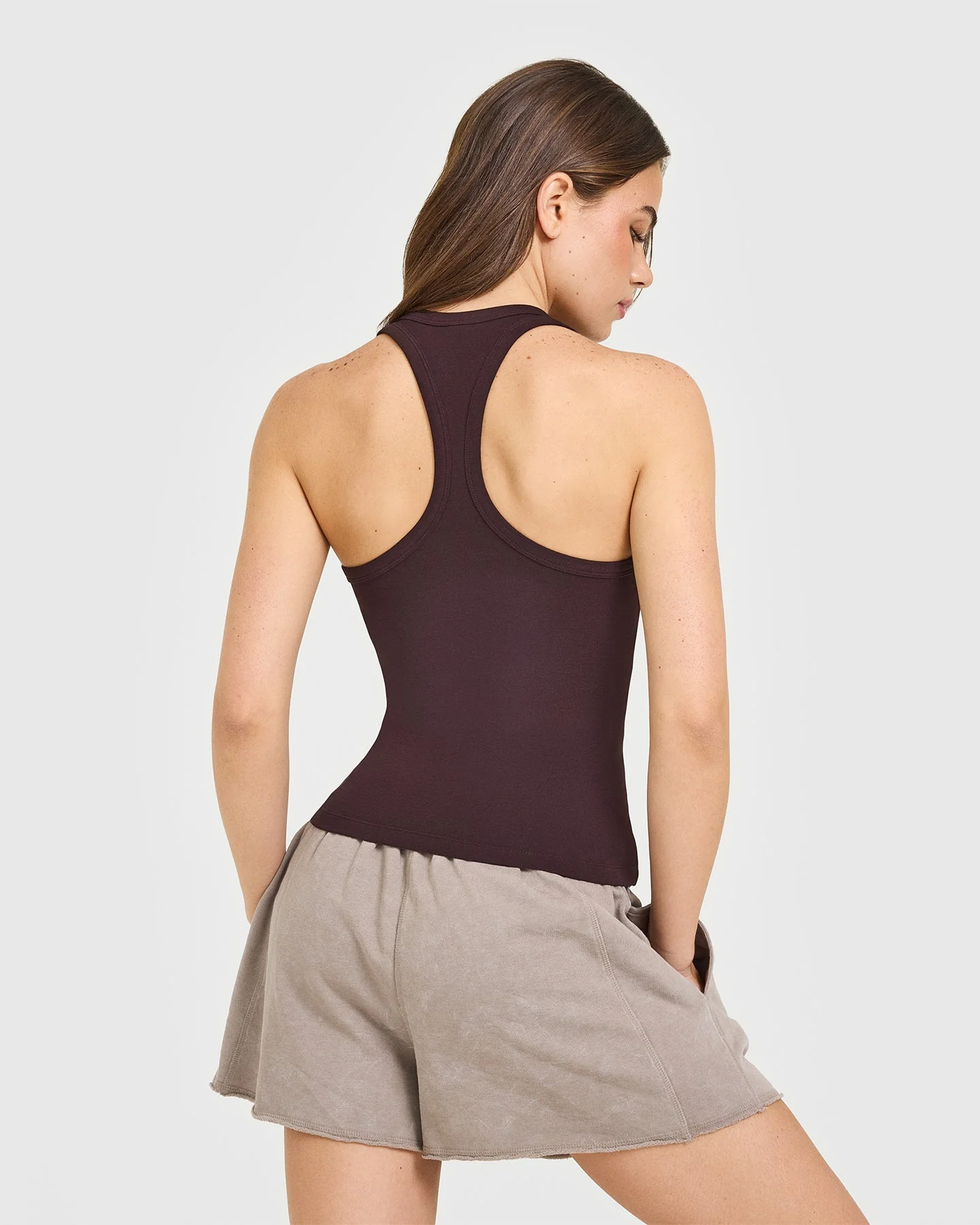 Cotton Fitted Vest | Plum Brown - Image 2