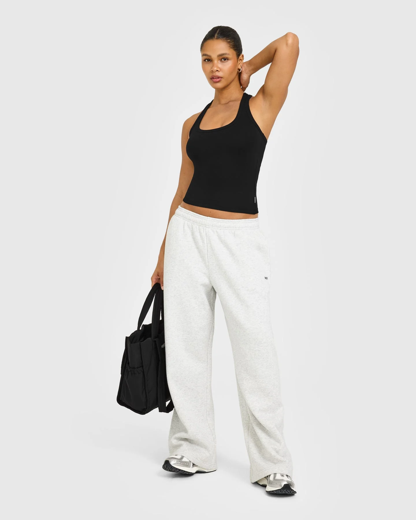 Cotton Fitted Vest with Grey Logo | Black - Image 2