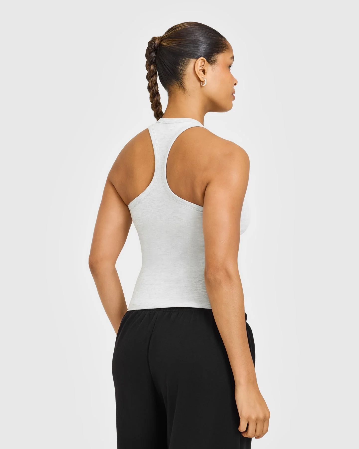 Cotton Fitted Vest with Grey Logo | Light Grey Marl - Image 4