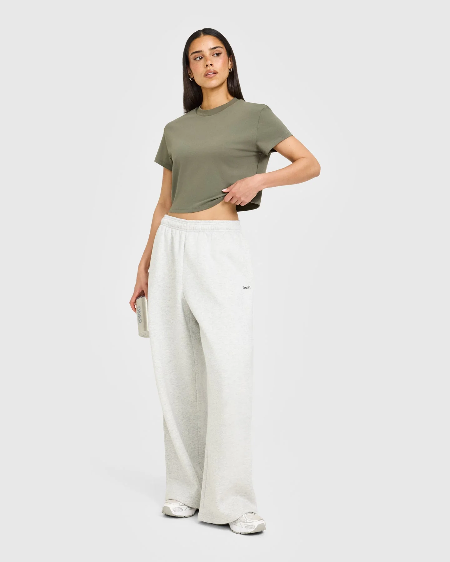 Cotton Relaxed T-Shirt with Grey Logo | Alpine Green - Image 3