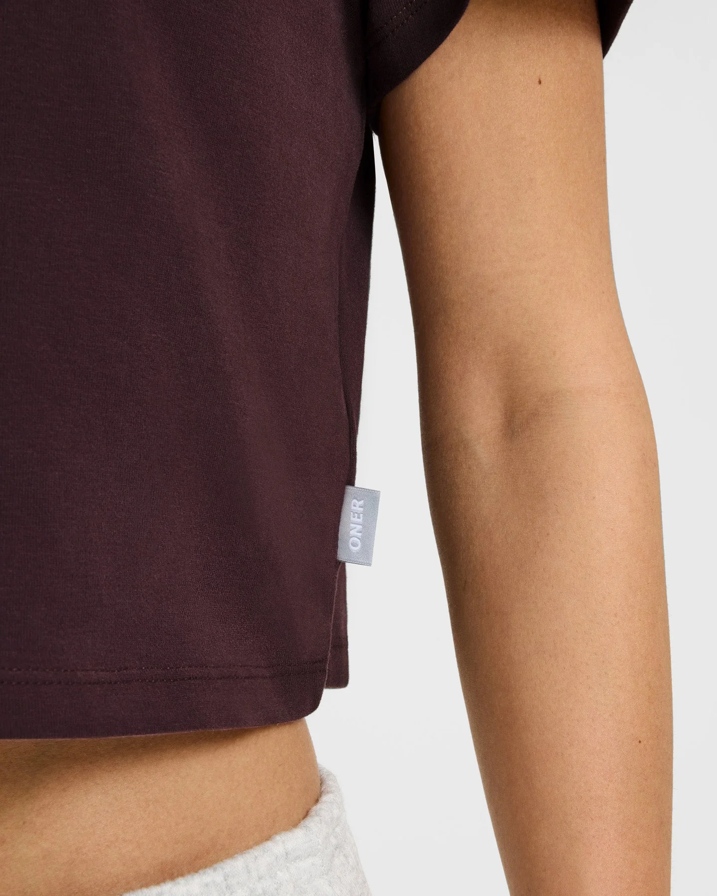 Cotton Relaxed T-Shirt with Grey Logo | Plum Brown - Image 5