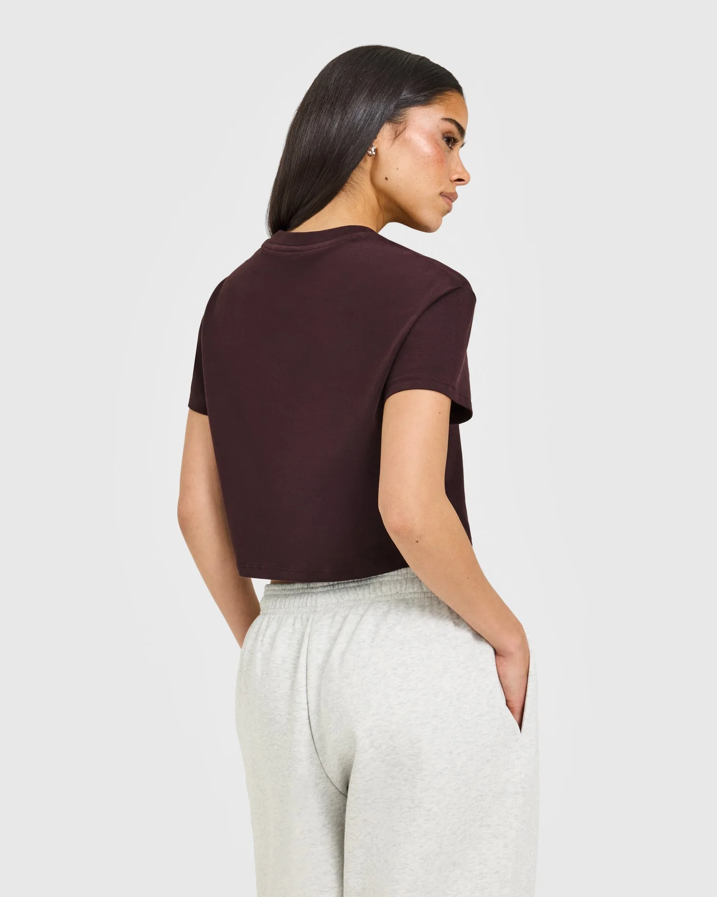 Cotton Relaxed T-Shirt with Grey Logo | Plum Brown - Image 6
