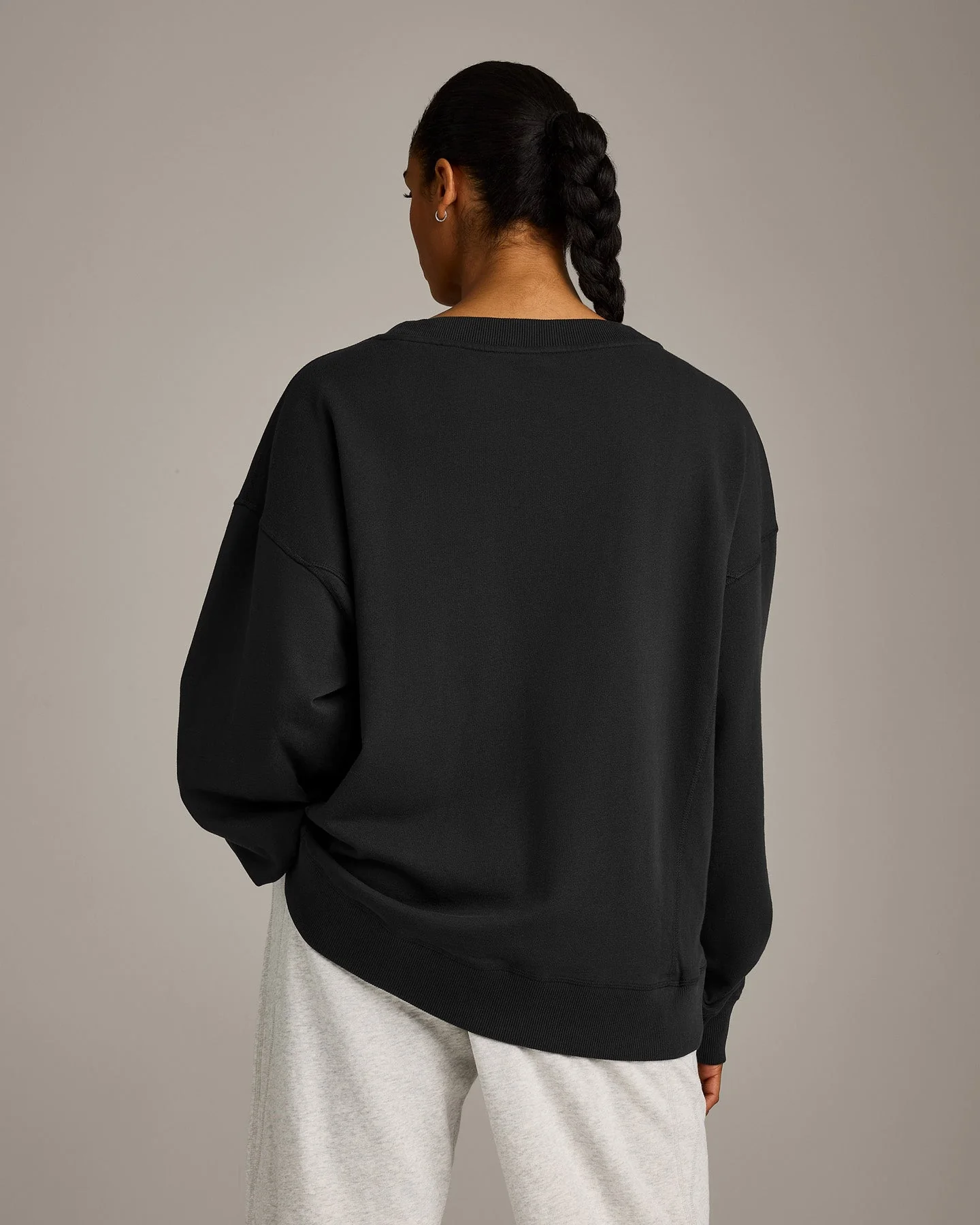 Cotton Vintage Lounge V Neck Sweatshirt | Washed Black - Image 2