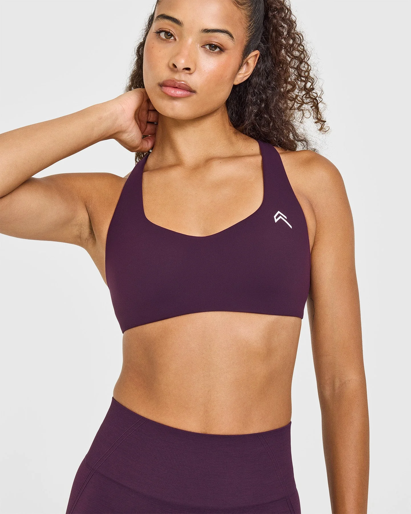EasyLift™ Cross Back Sports Bra with White Logo | Blackberry Purple - Image 5
