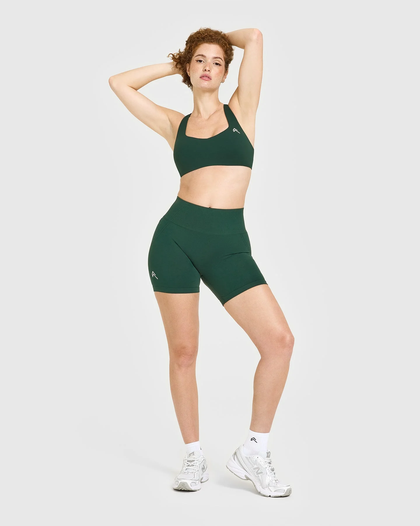 EasyLift™ Cross Back Sports Bra with White Logo | Racing Green - Image 3