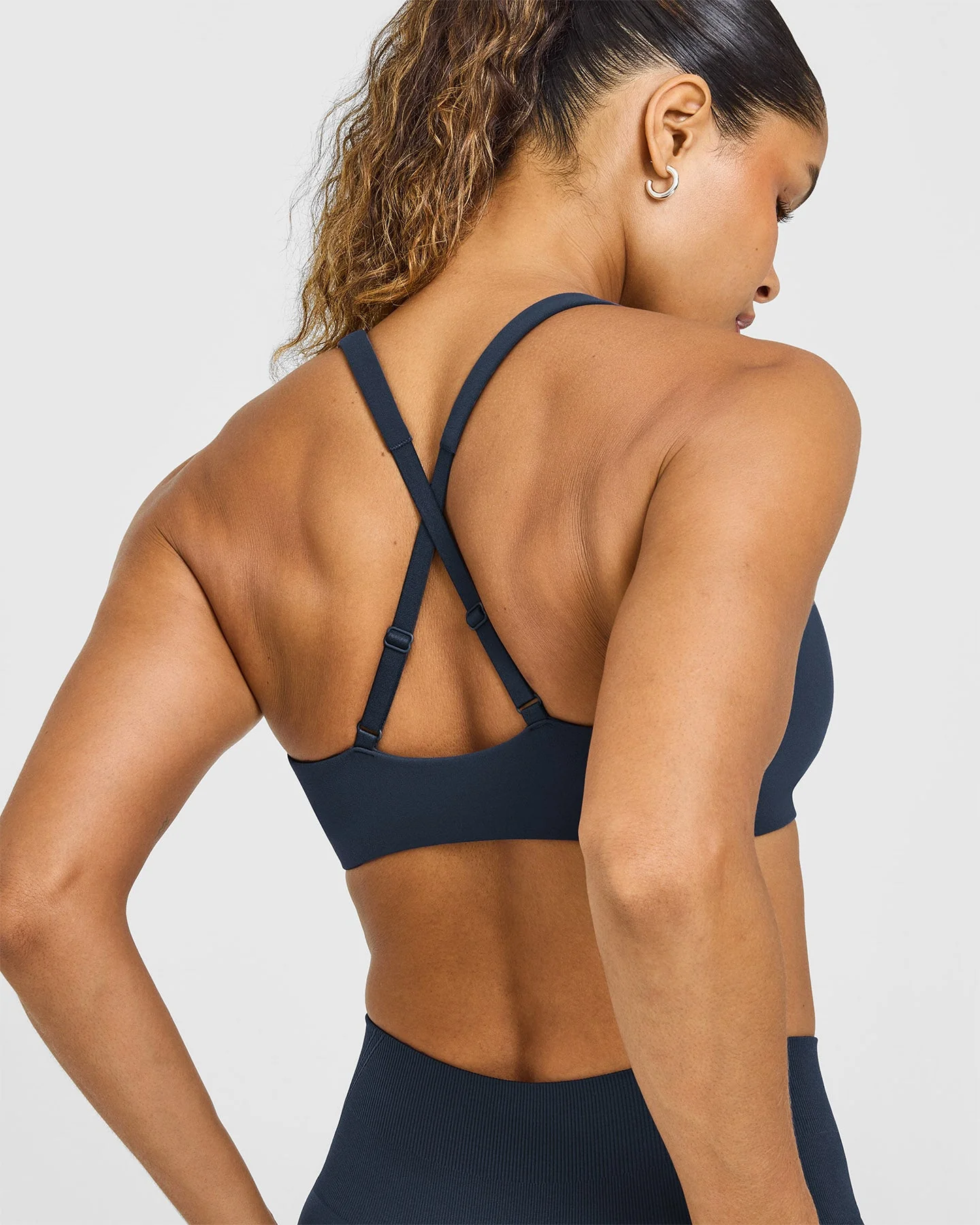 EasyLift™ Cross Back Sports Bra with White Logo | True Blue - Image 5