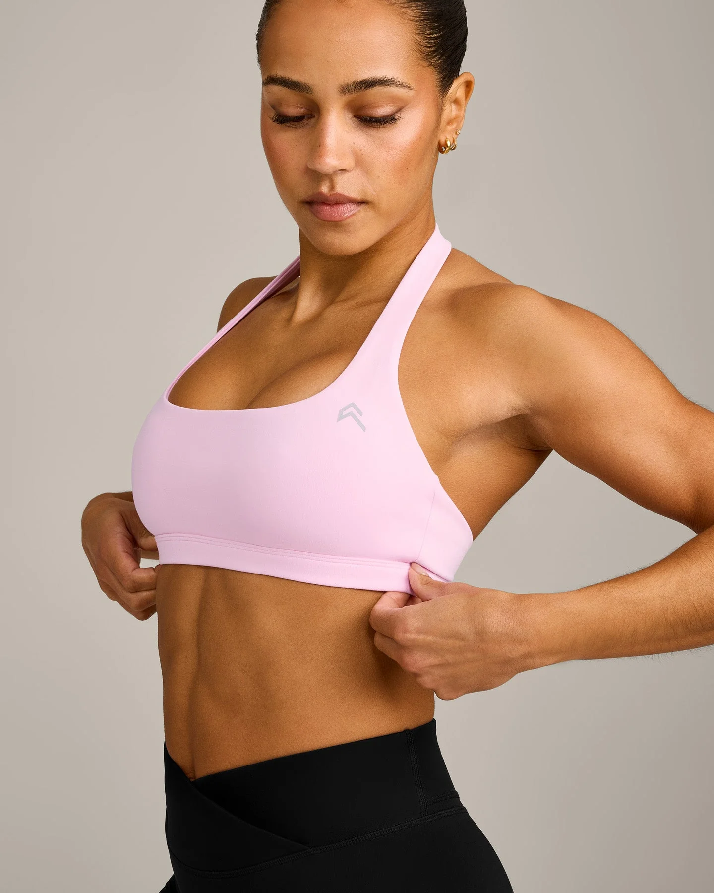 EasyLift™ Halter Bralette with Grey Logo | Chalk Pink - Image 4