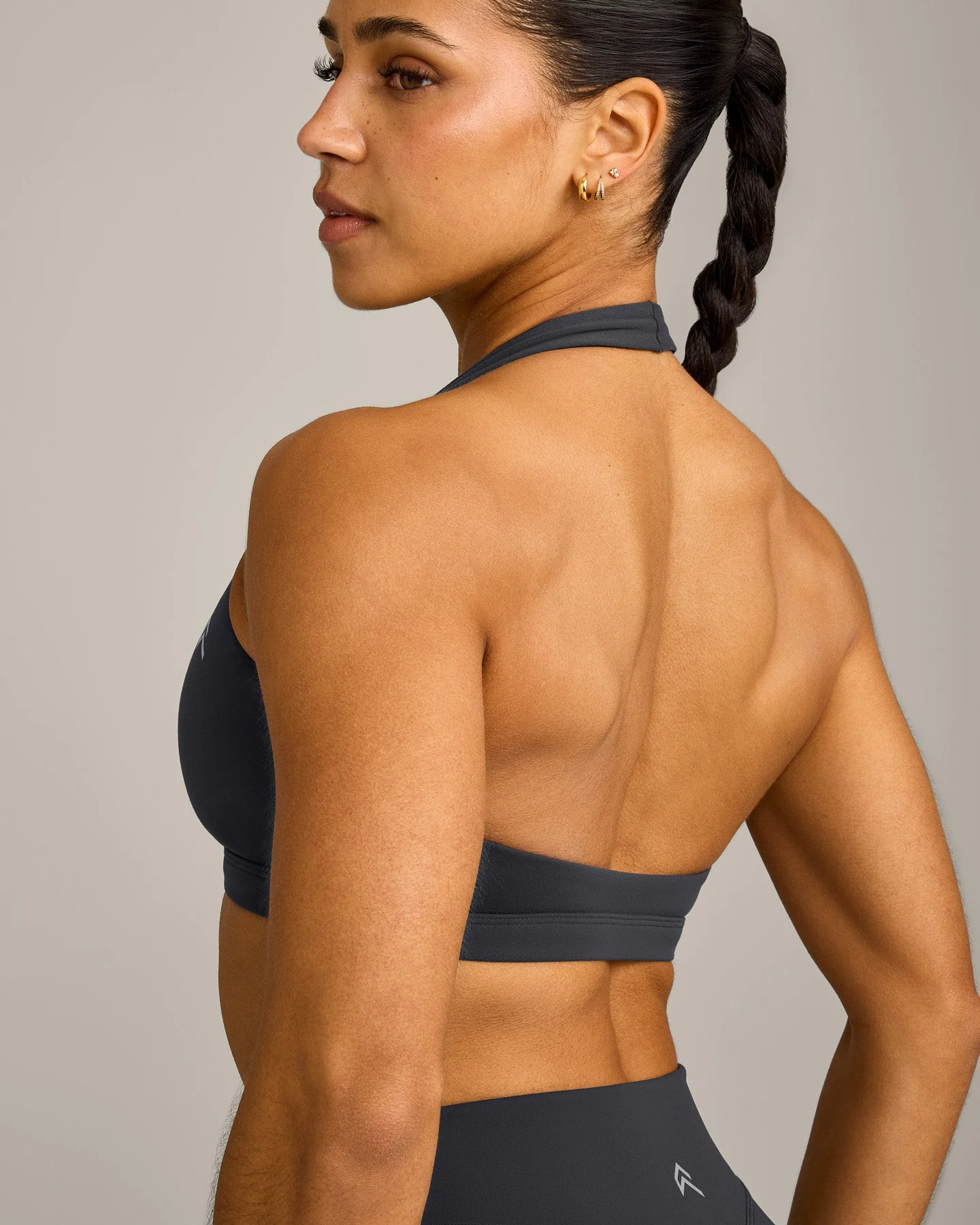 EasyLift™ Halter Bralette with Grey Logo | Coal - Image 4