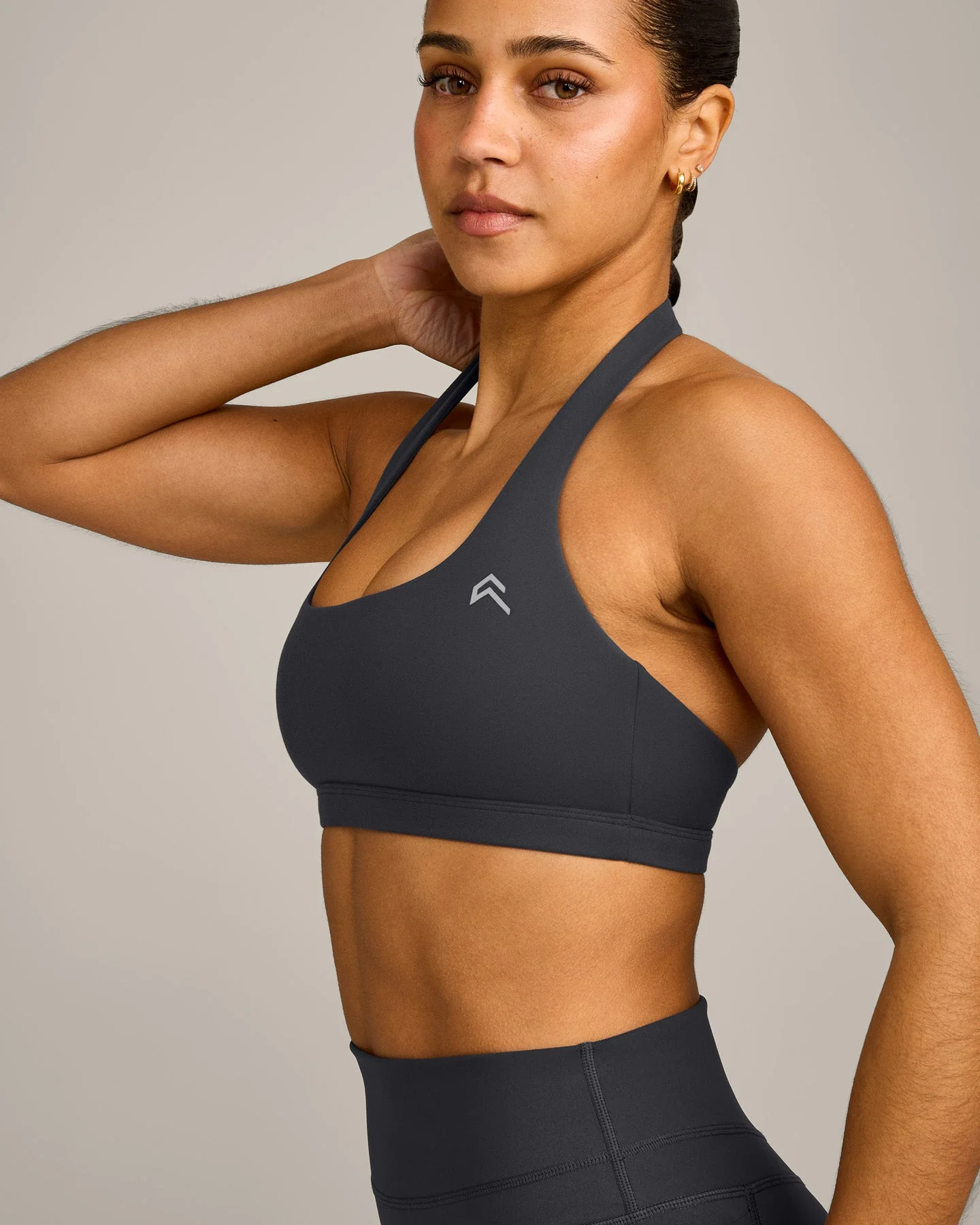 EasyLift™ Halter Bralette with Grey Logo | Coal - Image 5