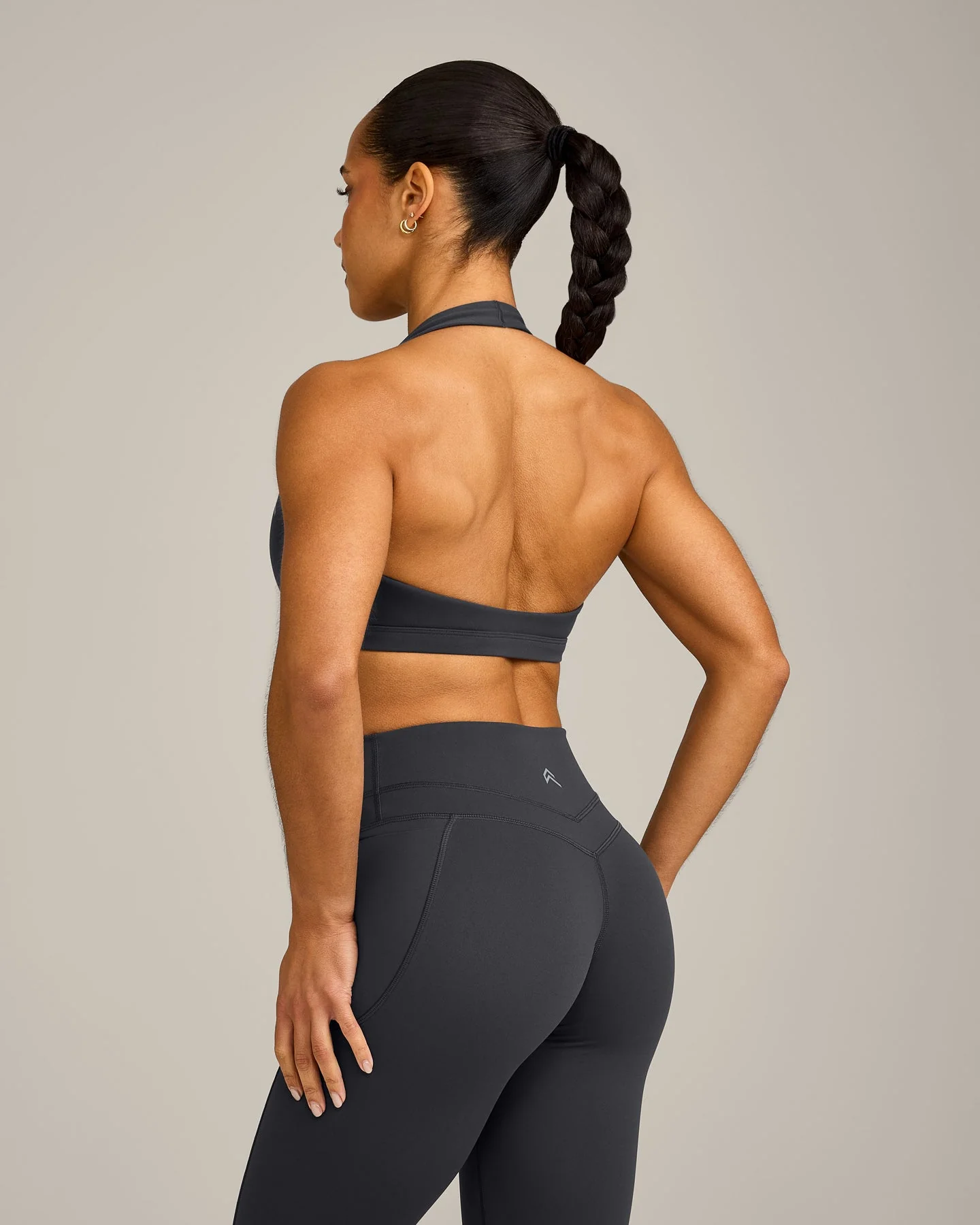EasyLift™ Halter Bralette with Grey Logo | Coal - Image 6