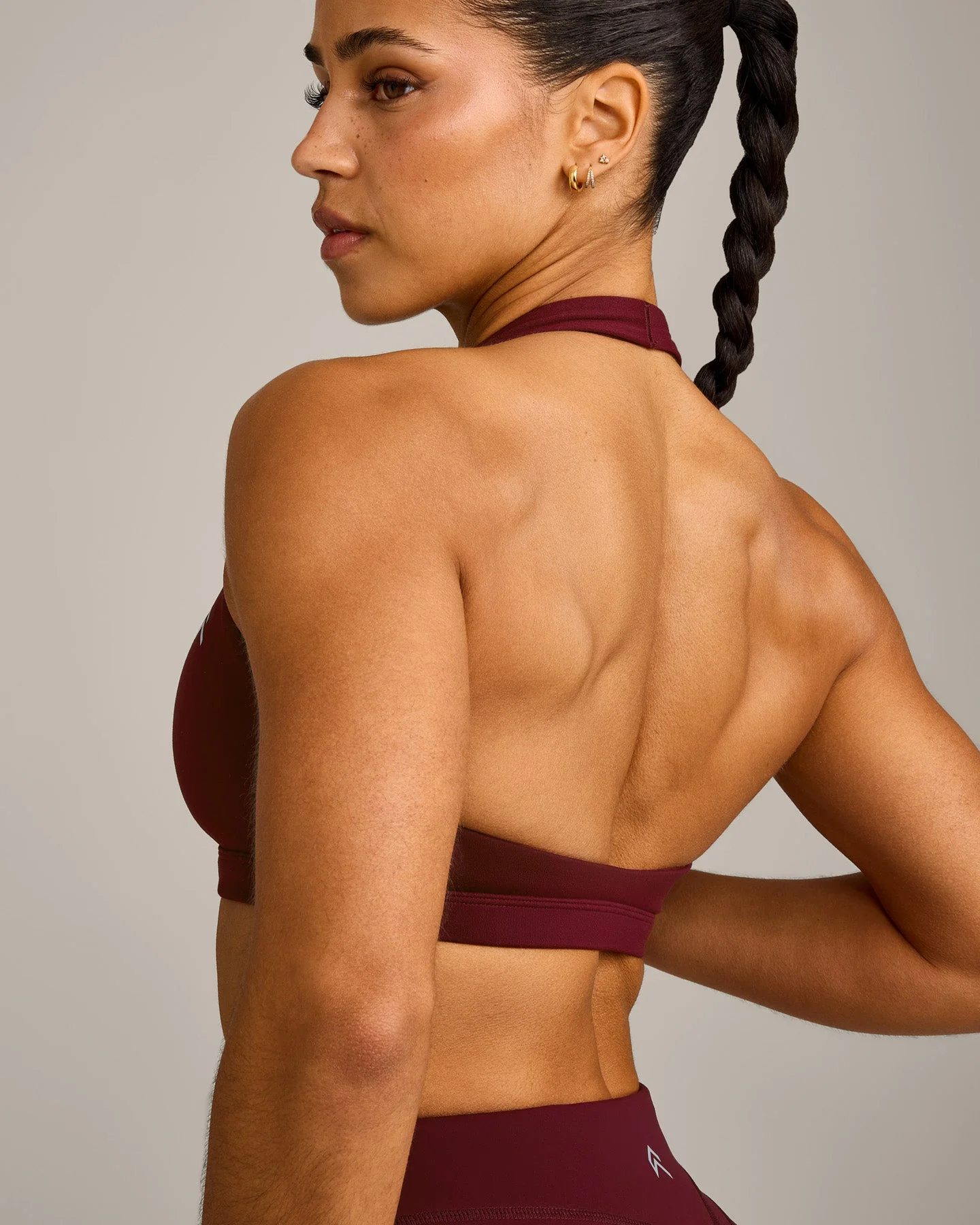 EasyLift™ Halter Bralette with Grey Logo | Rosewood - Image 4