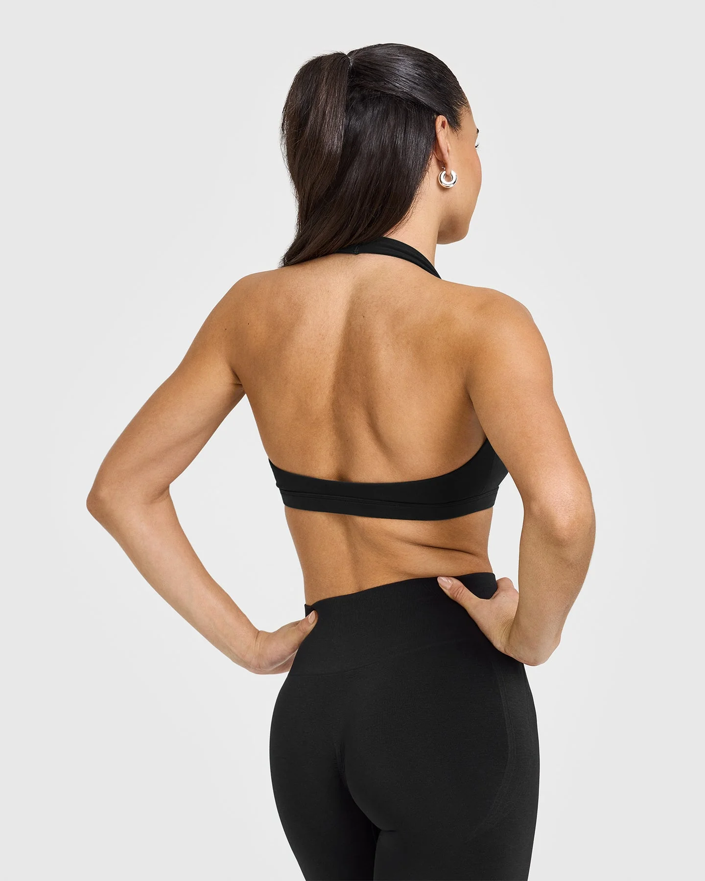 EasyLift™ Halter Bralette with White Logo | Black - Image 2