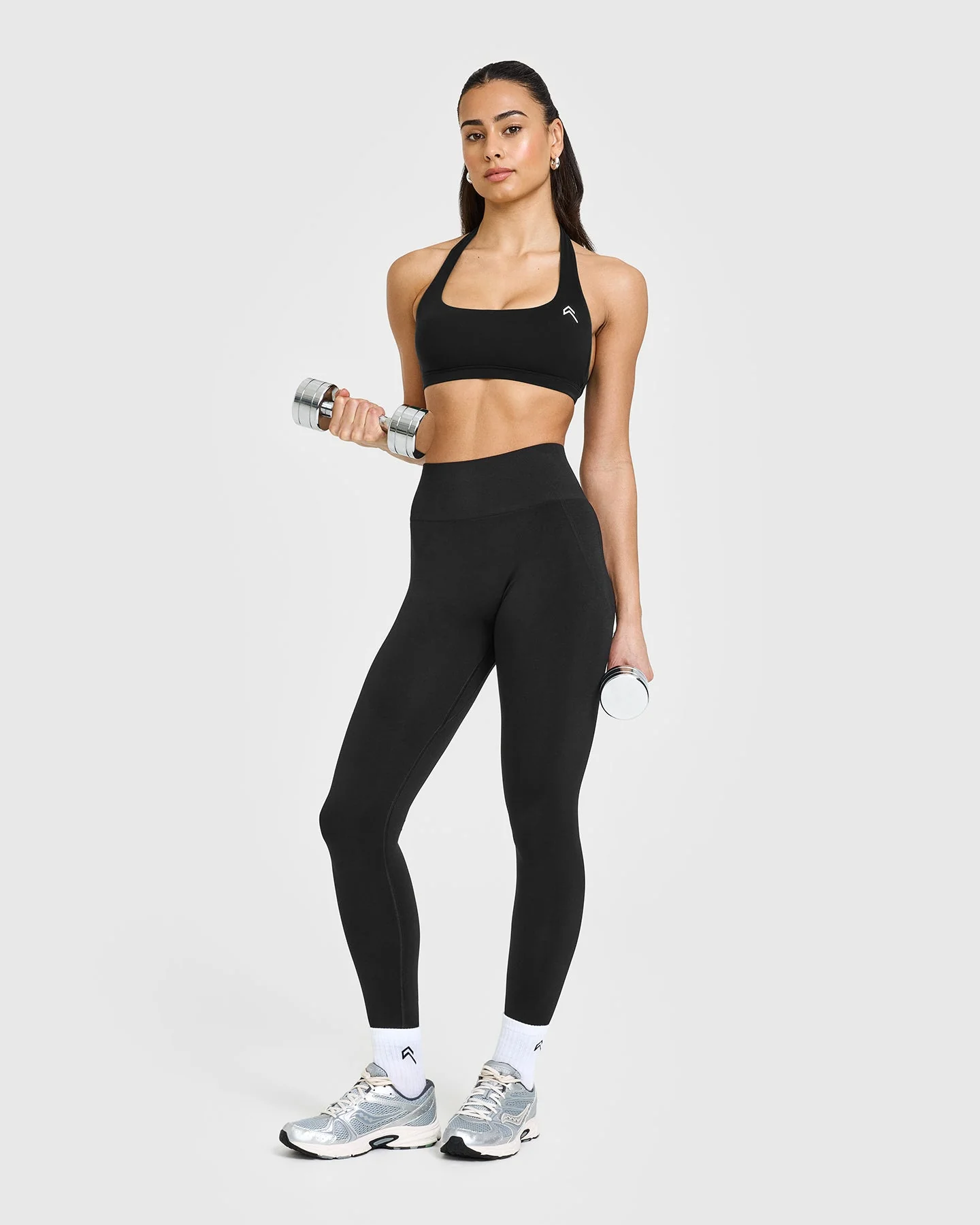 EasyLift™ Halter Bralette with White Logo | Black - Image 3