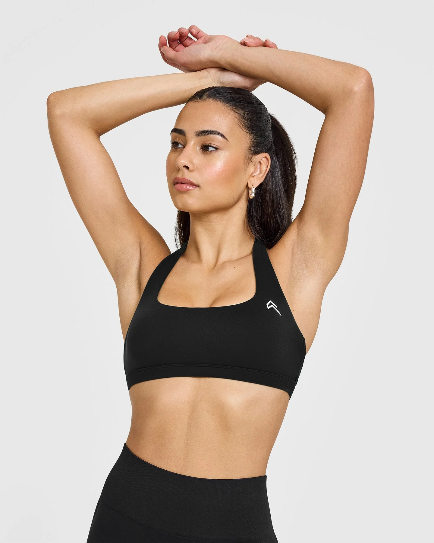 EasyLift™ Halter Bralette with White Logo | Black - Image 4