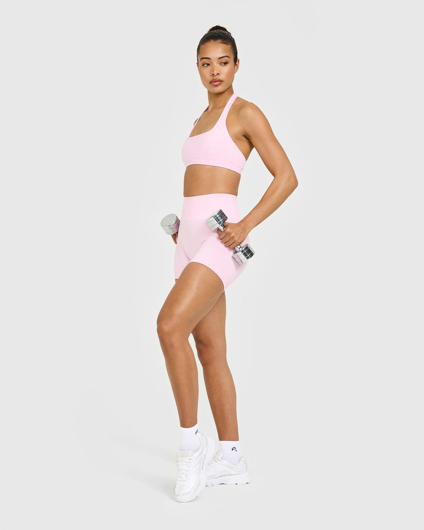 EasyLift™ Halter Bralette with White Logo | Chalk Pink - Image 3