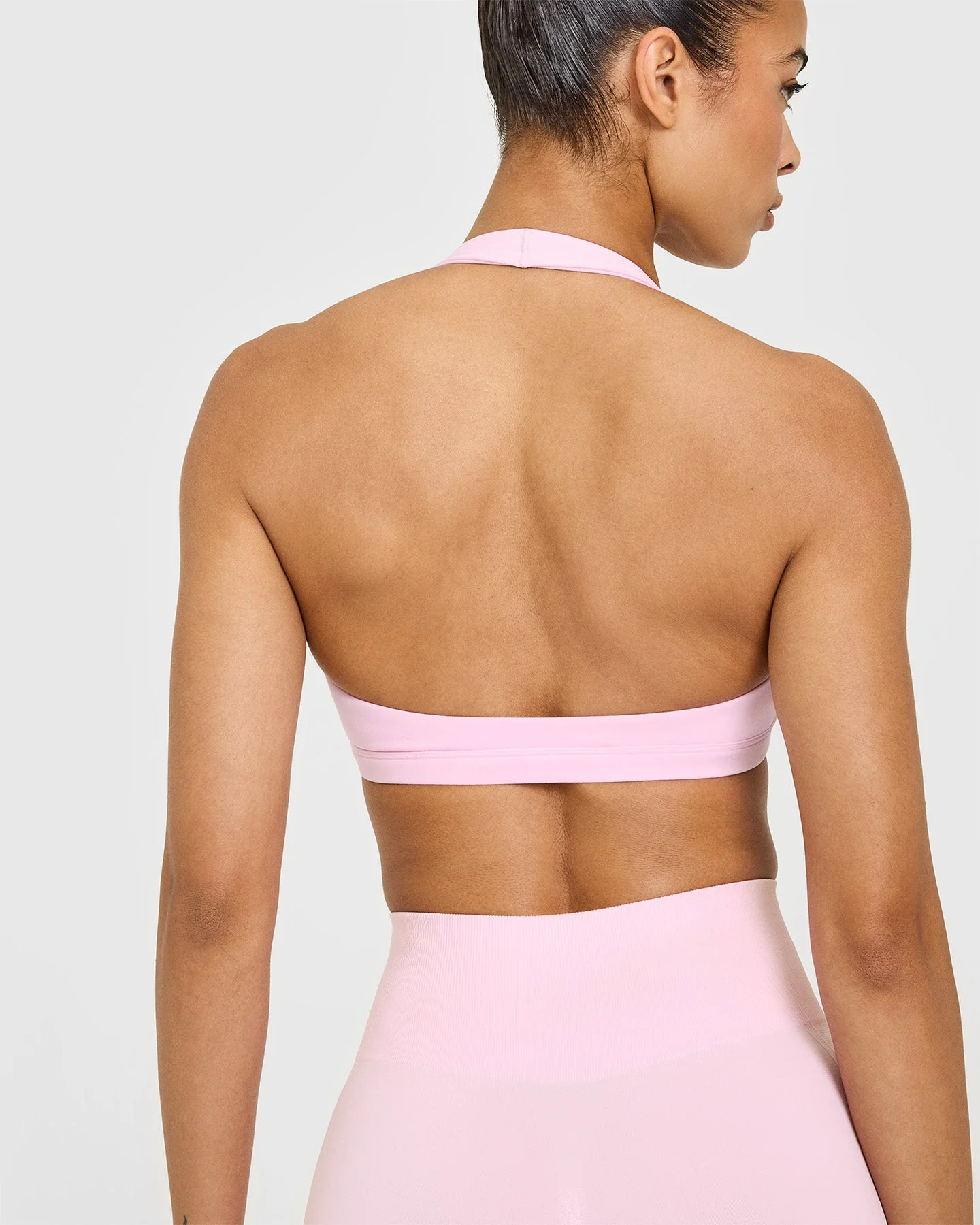 EasyLift™ Halter Bralette with White Logo | Chalk Pink - Image 4