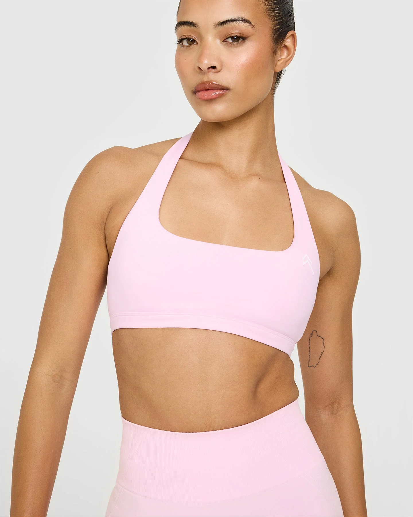 EasyLift™ Halter Bralette with White Logo | Chalk Pink - Image 5