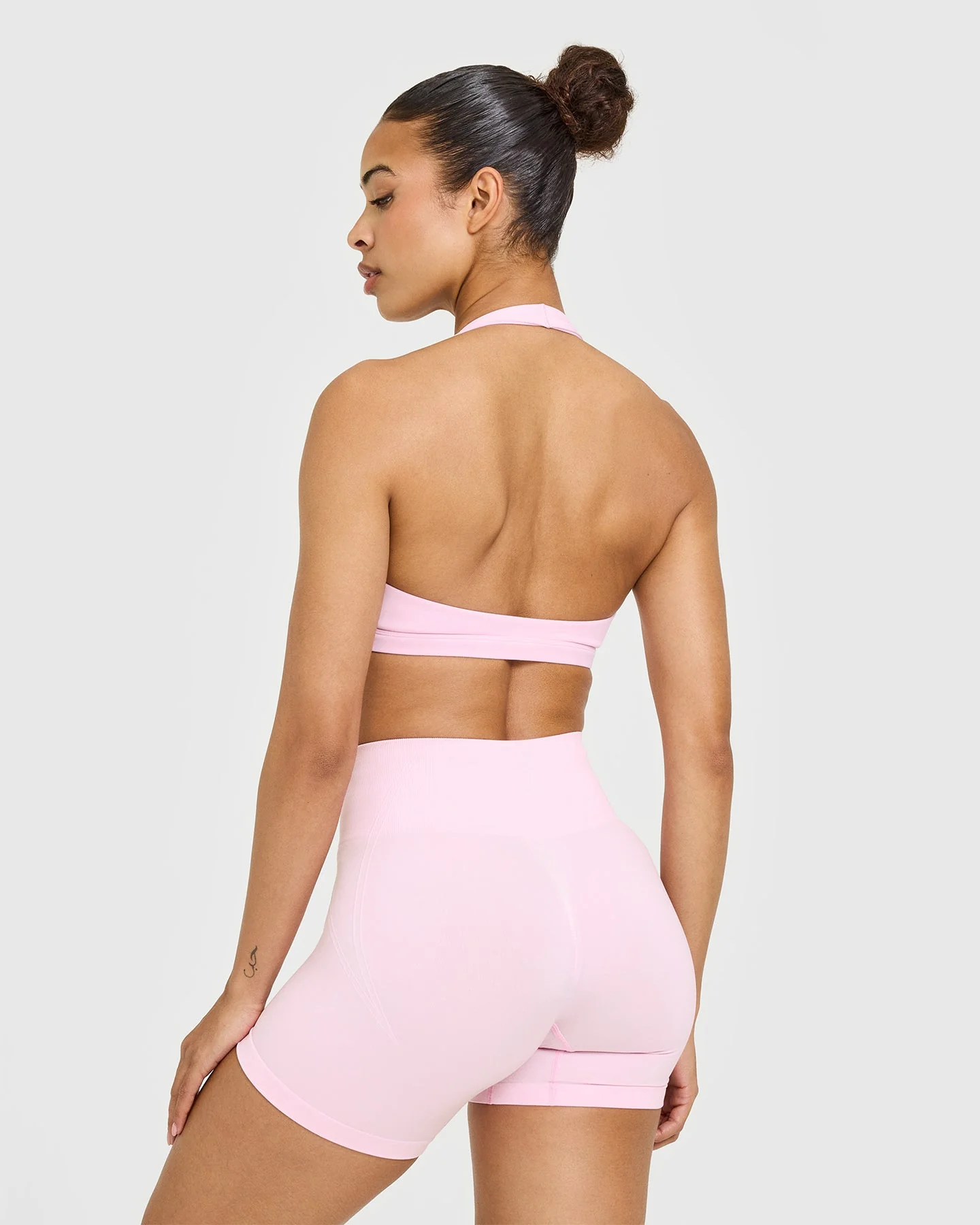 EasyLift™ Halter Bralette with White Logo | Chalk Pink - Image 6
