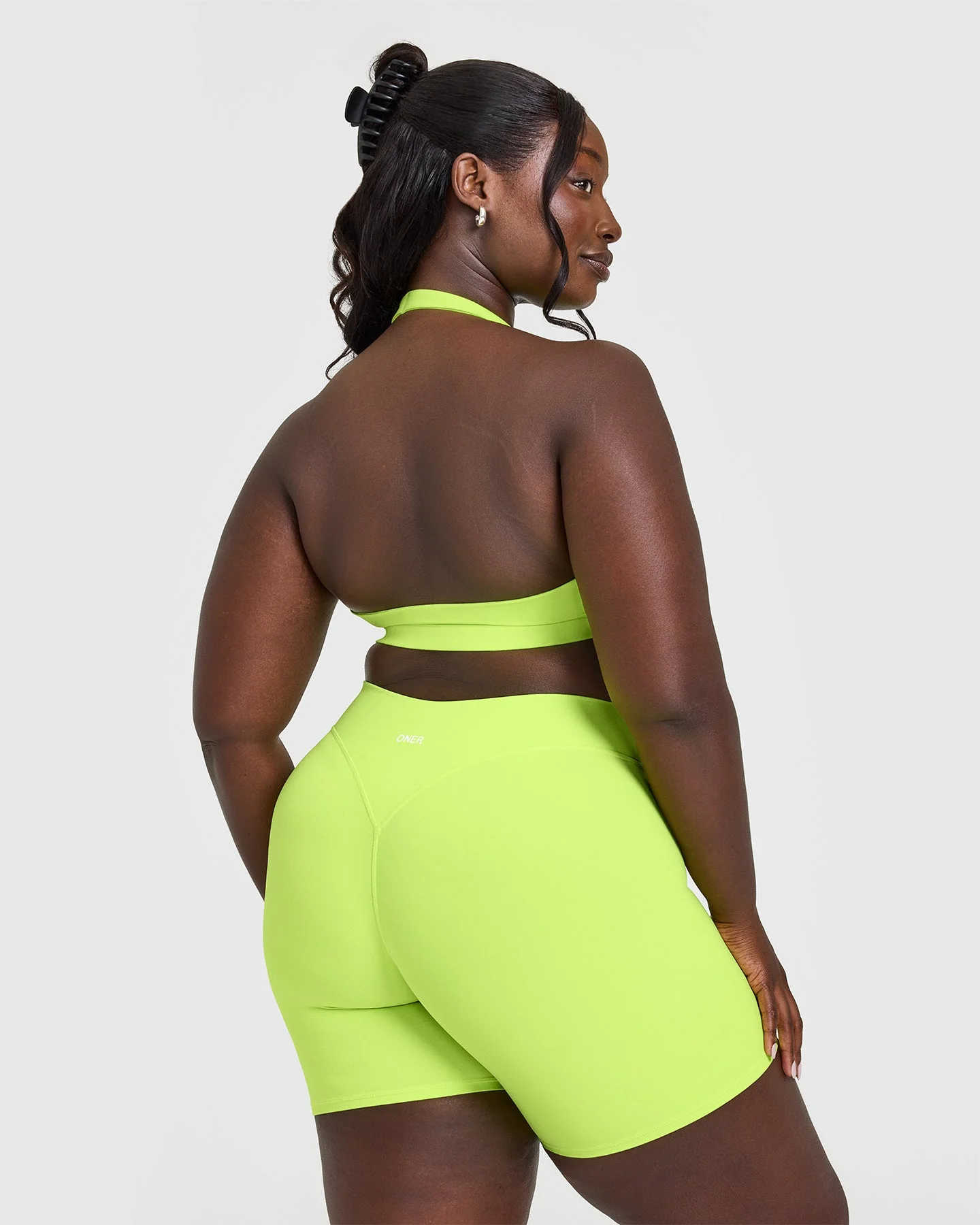 EasyLift™ Halter Bralette with White Logo | Citrus Green - Image 2