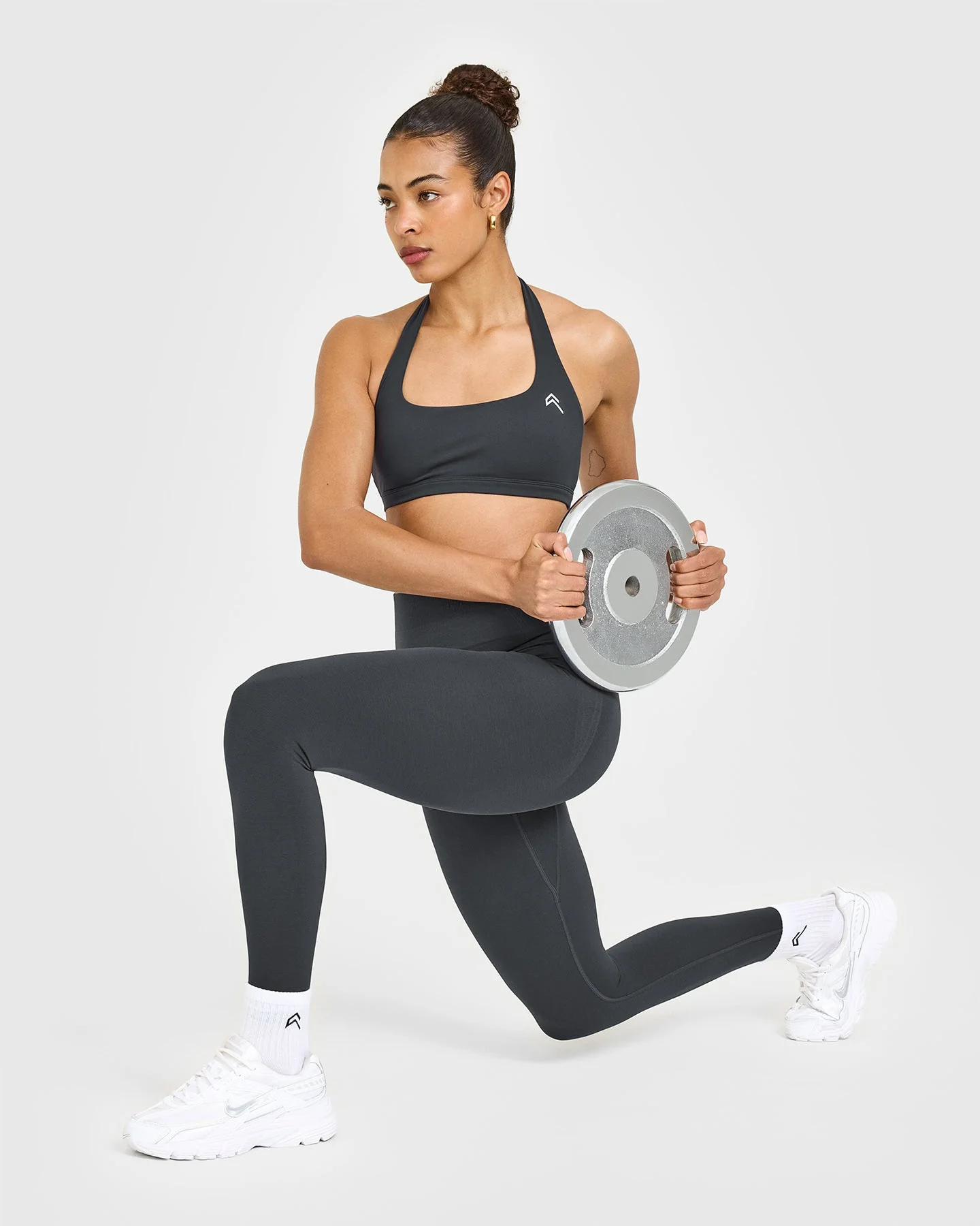 EasyLift™ Halter Bralette with White Logo | Coal - Image 3