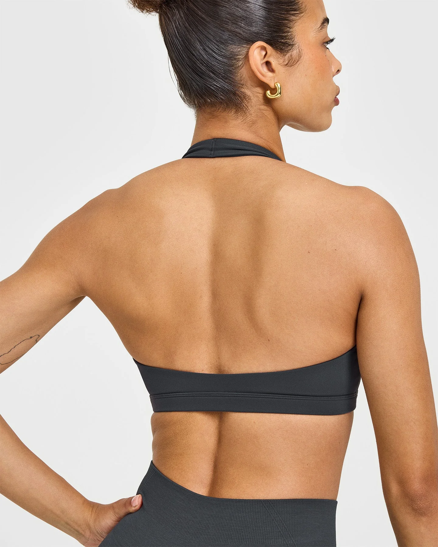 EasyLift™ Halter Bralette with White Logo | Coal - Image 4
