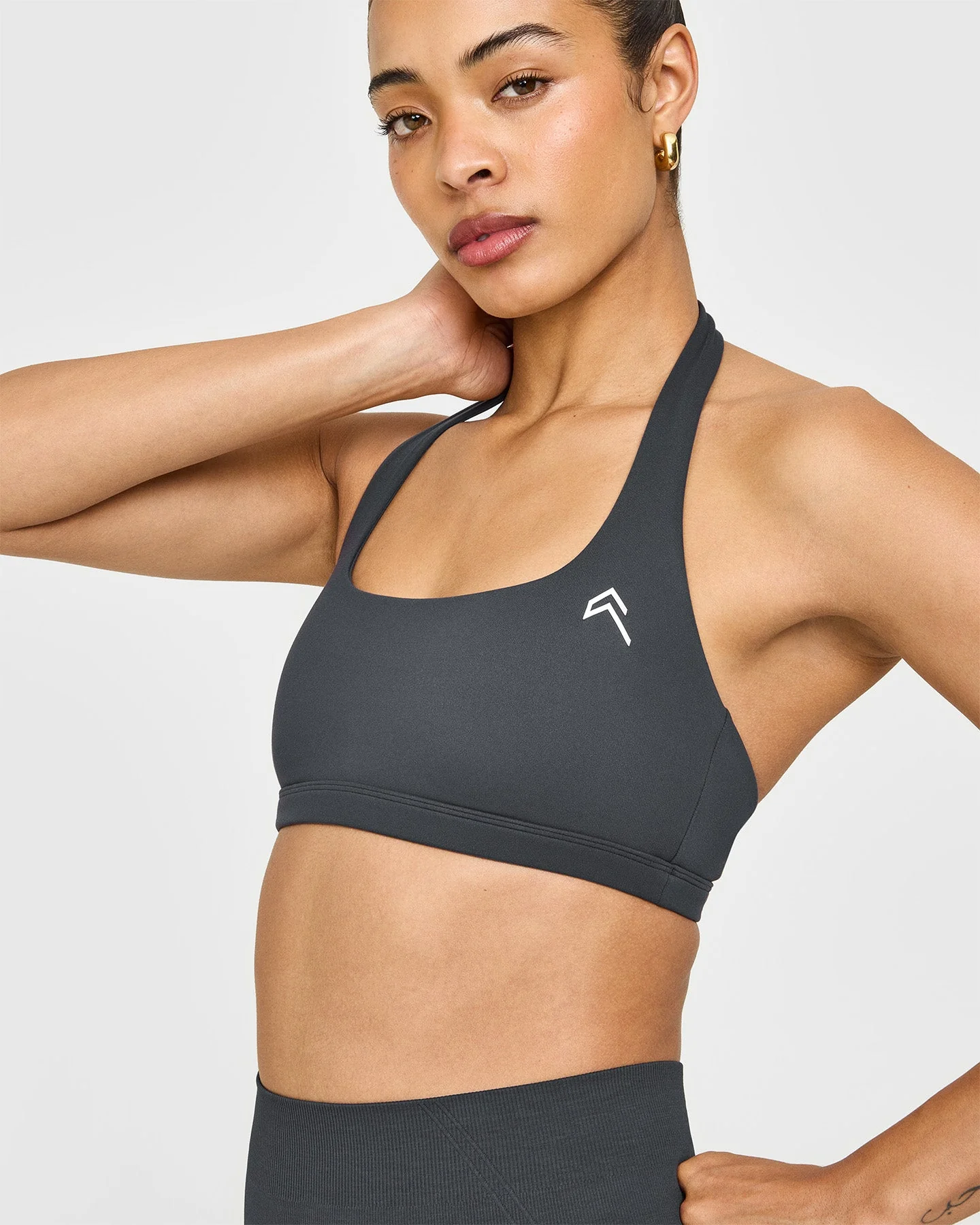 EasyLift™ Halter Bralette with White Logo | Coal - Image 5
