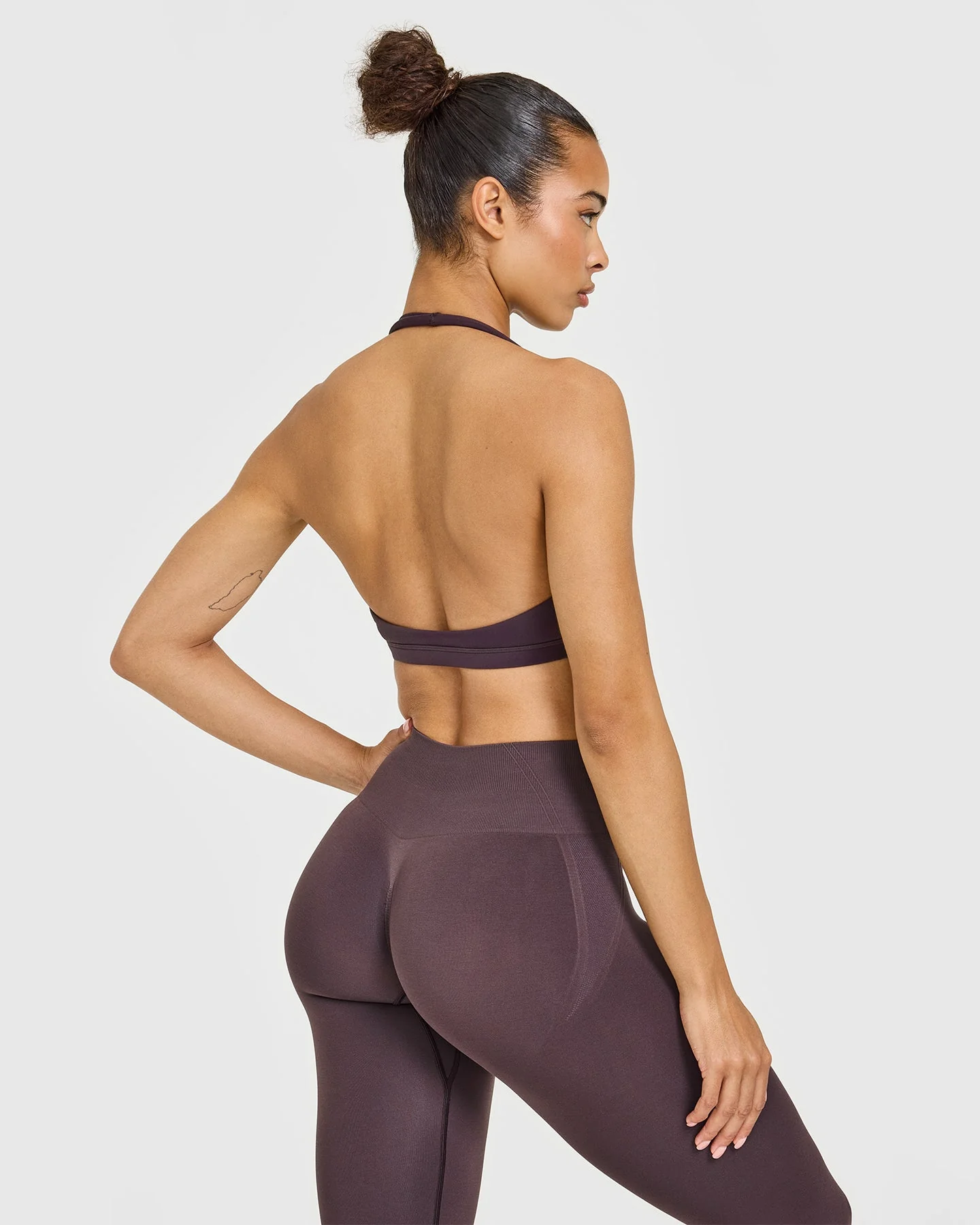 EasyLift™ Halter Bralette with White Logo | Dark Umber Brown - Image 6