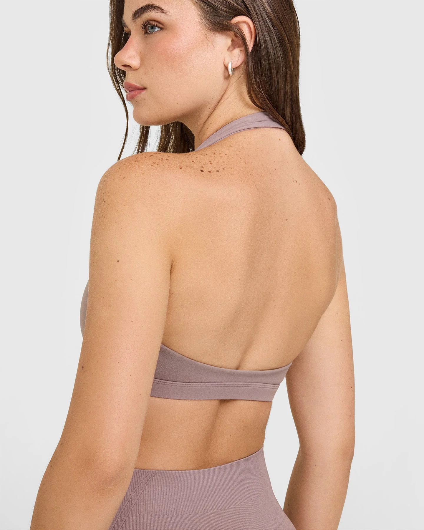 EasyLift™ Halter Bralette with White Logo | Dusty Purple - Image 4