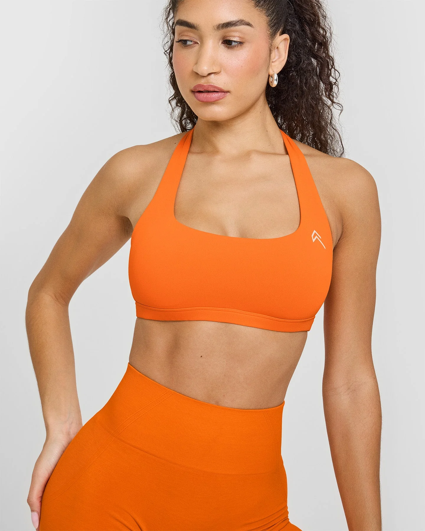 EasyLift™ Halter Bralette with White Logo | Flame Orange - Image 4