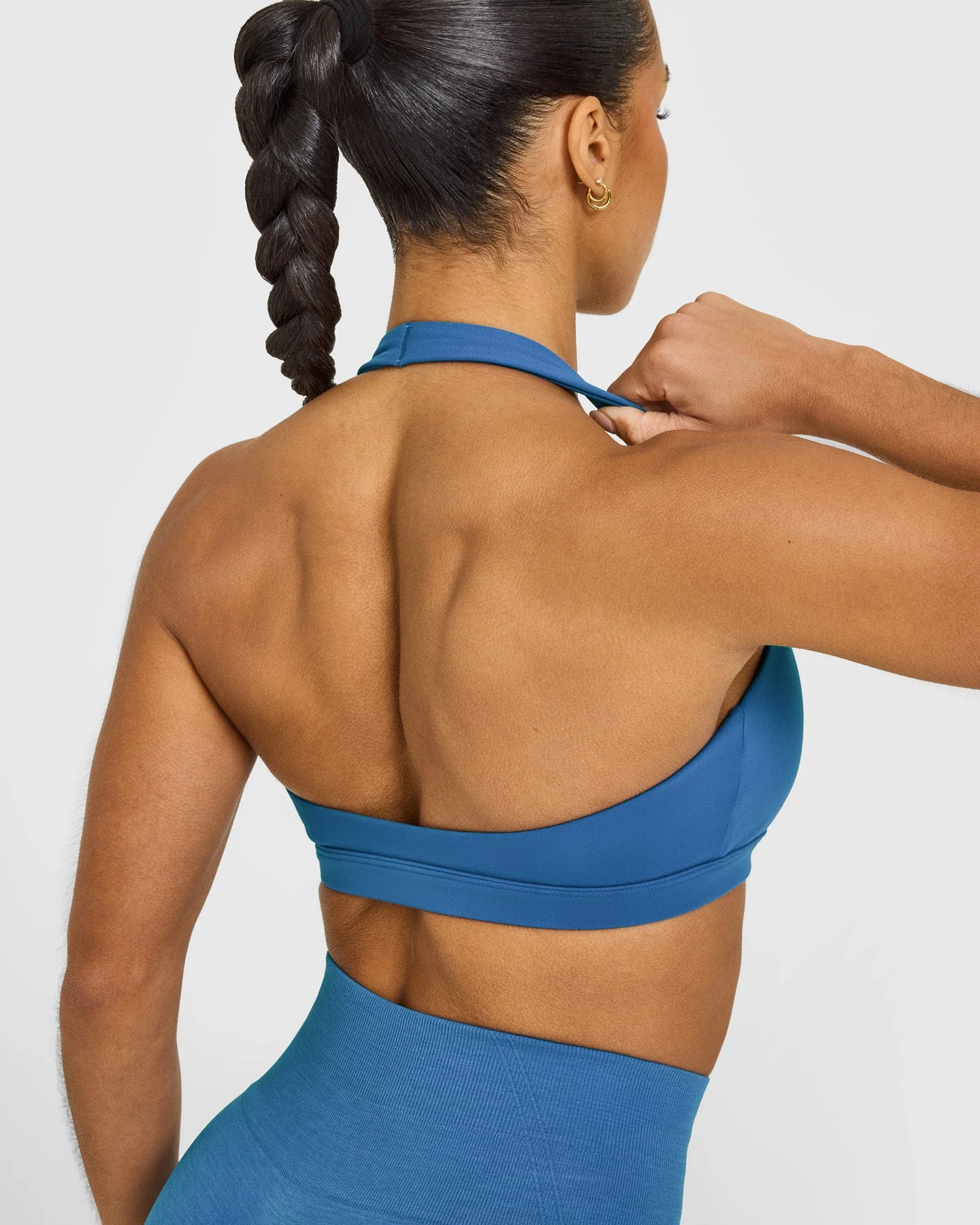 EasyLift™ Halter Bralette with White Logo | Ocean Blue - Image 4