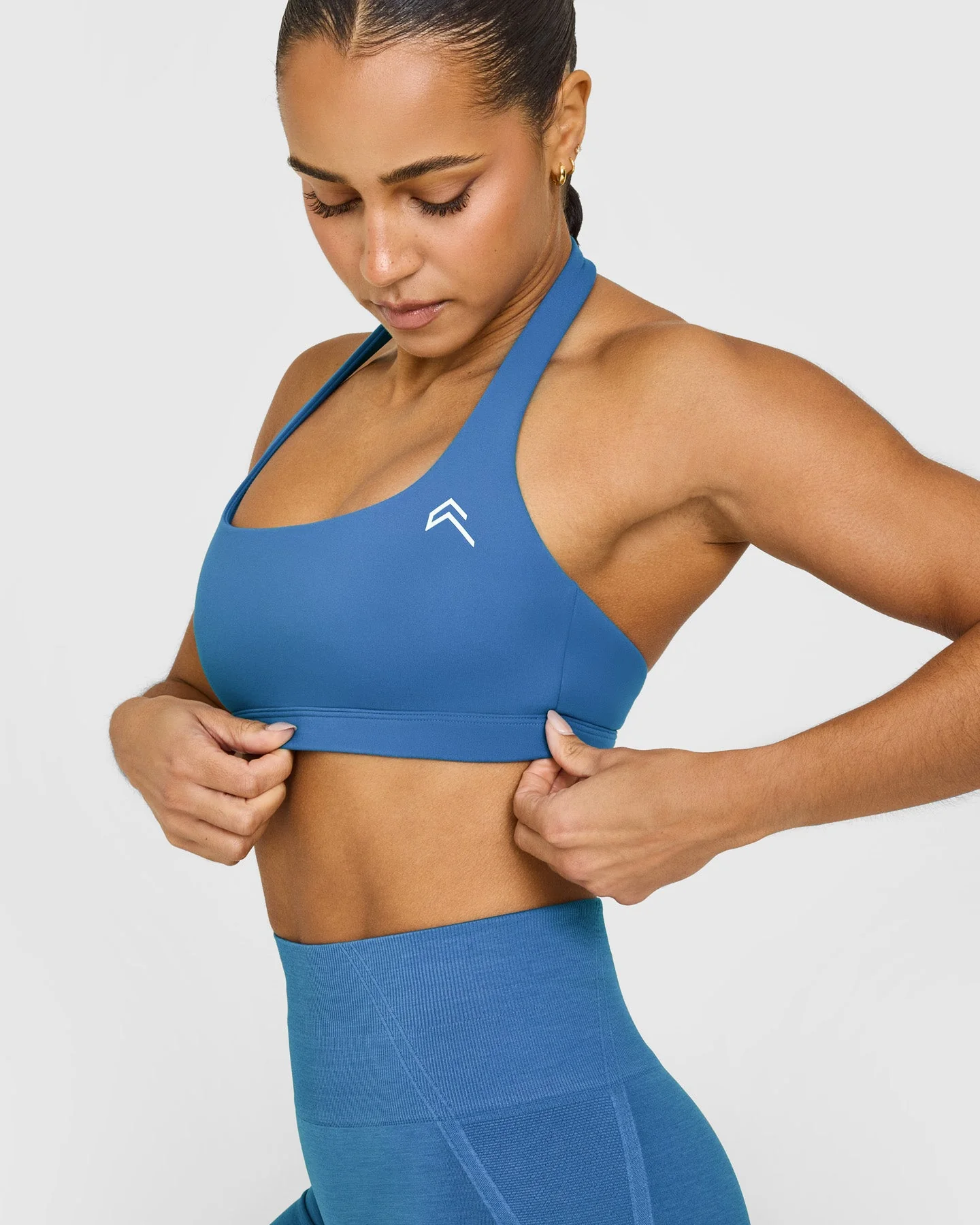 EasyLift™ Halter Bralette with White Logo | Ocean Blue - Image 5