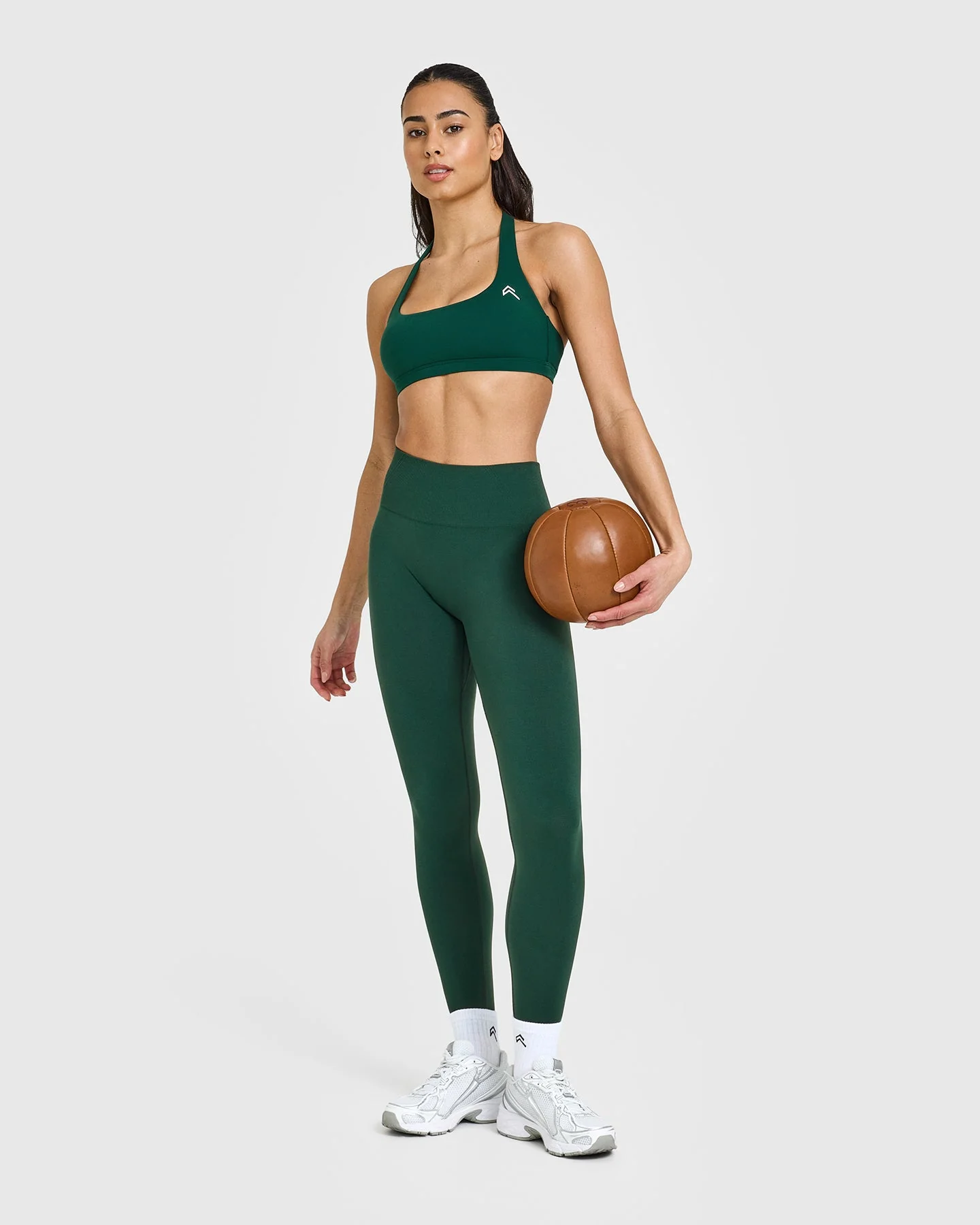 EasyLift™ Halter Bralette with White Logo | Racing Green - Image 3